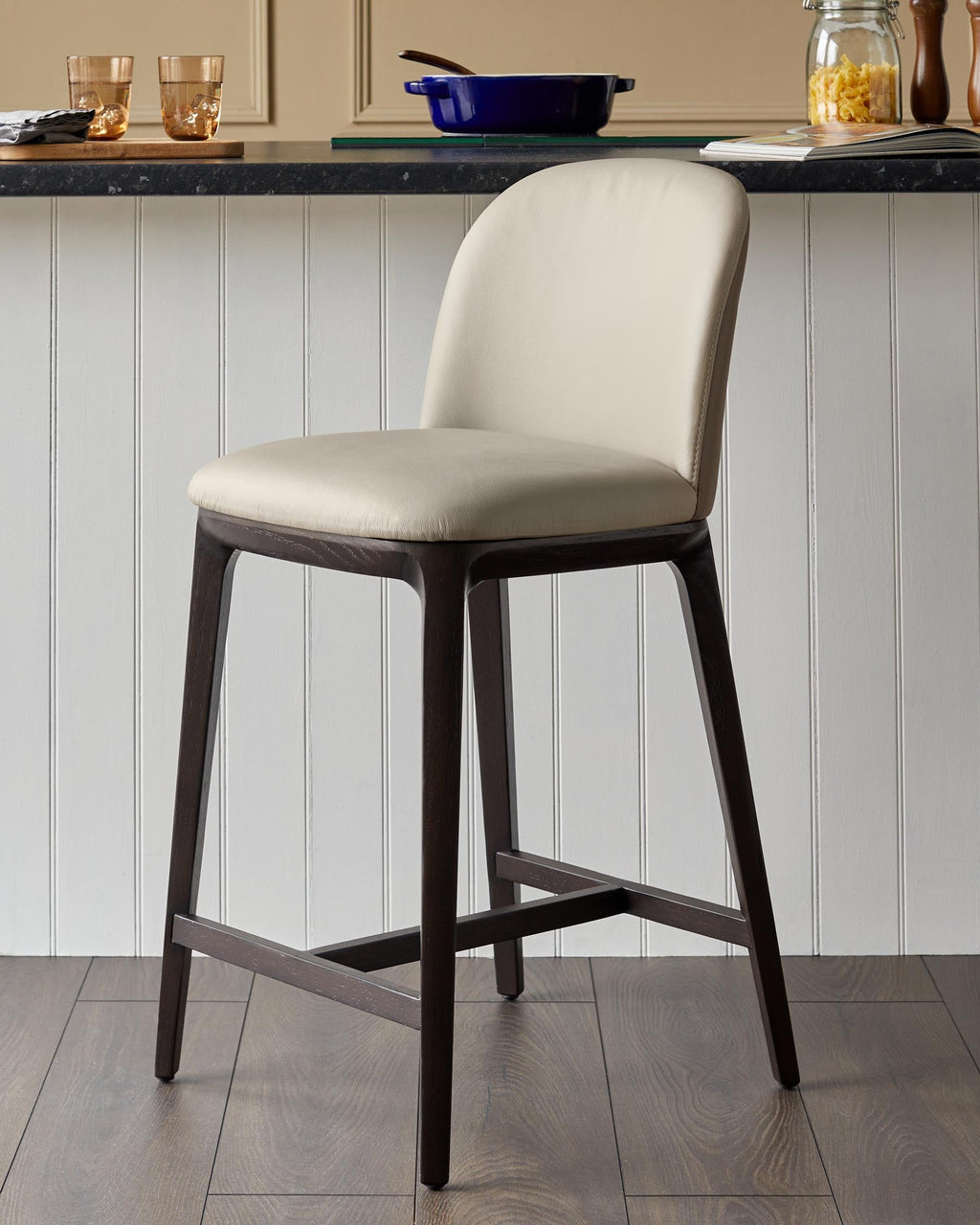 Emerson natural and mocha leather bar stool