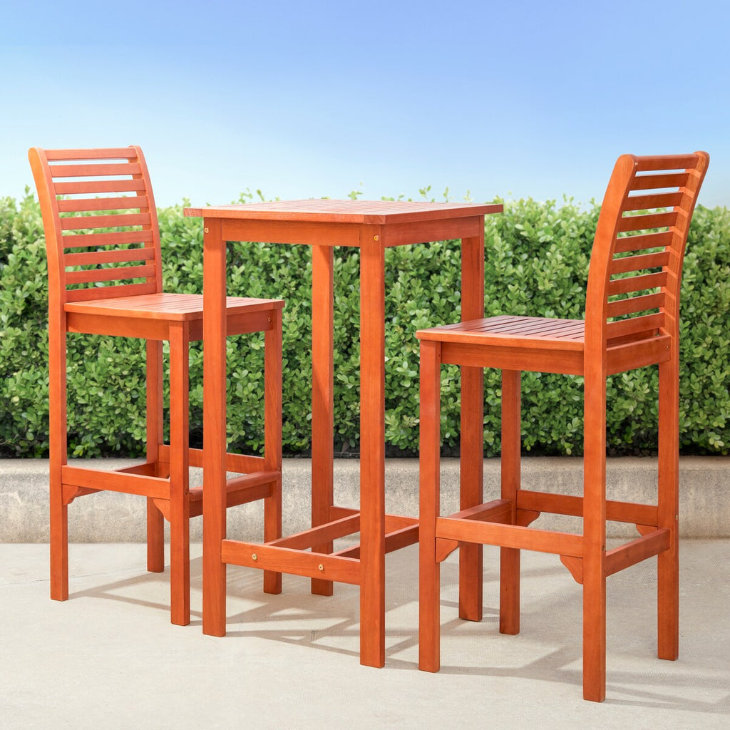 Emilio Wood Bar Table and Chair Dining Set