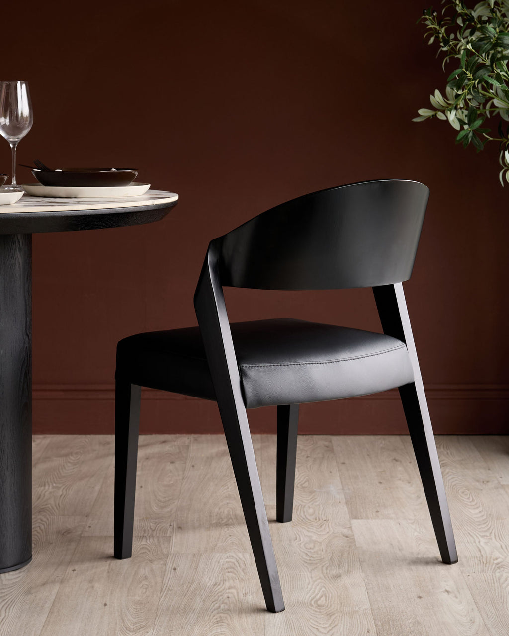 Enzo black leather dining chair