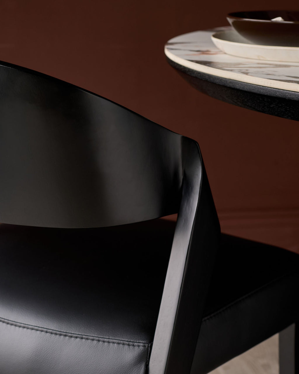 Enzo black leather dining chair