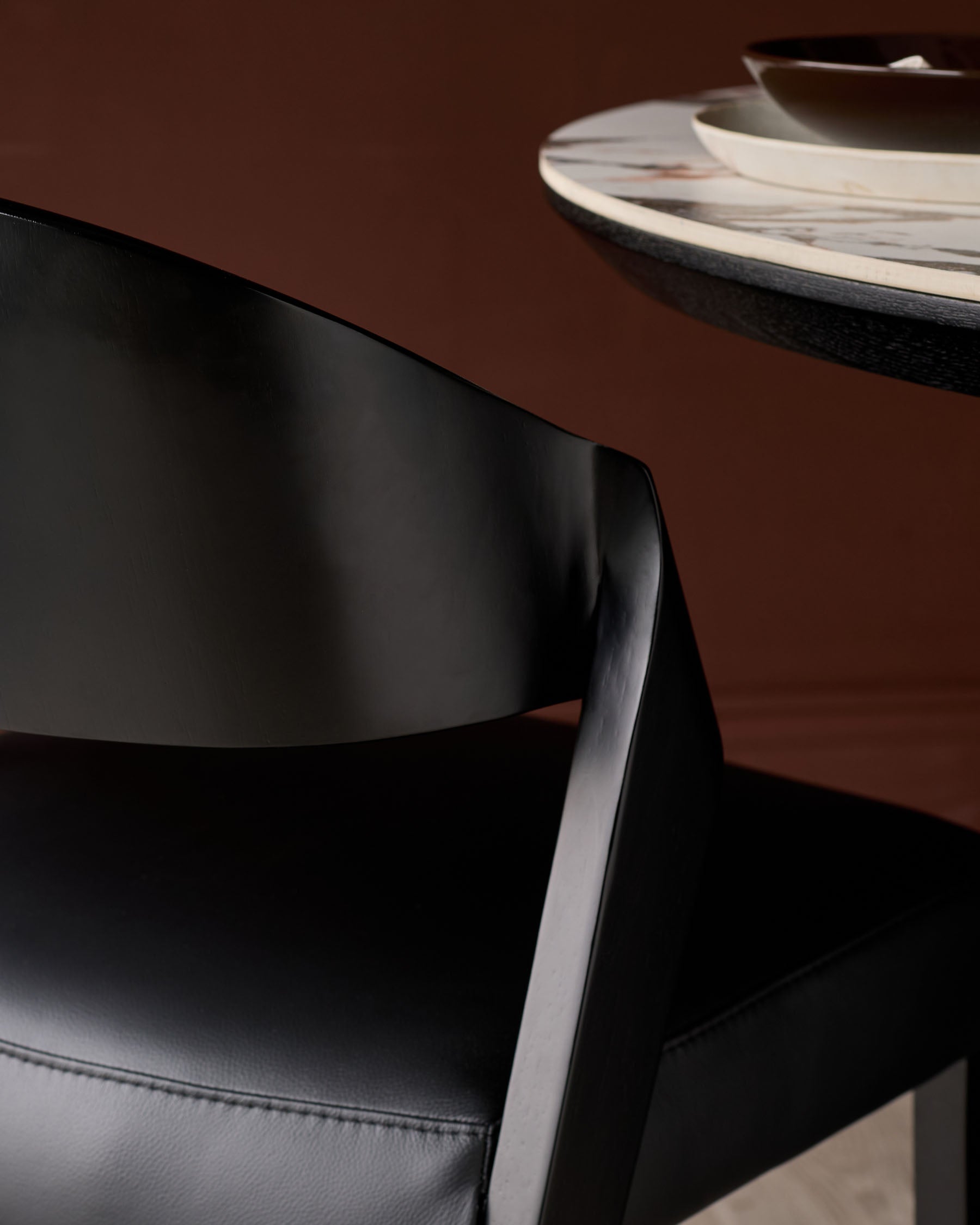 Enzo black leather dining chair