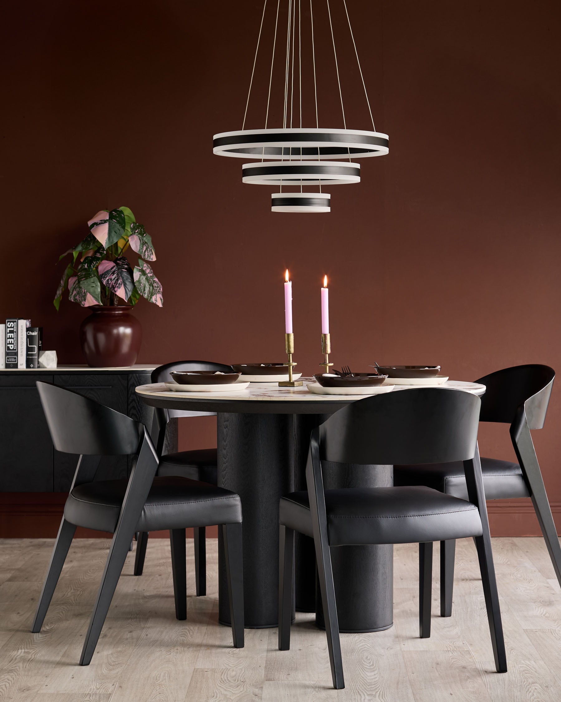 Enzo black leather dining chair