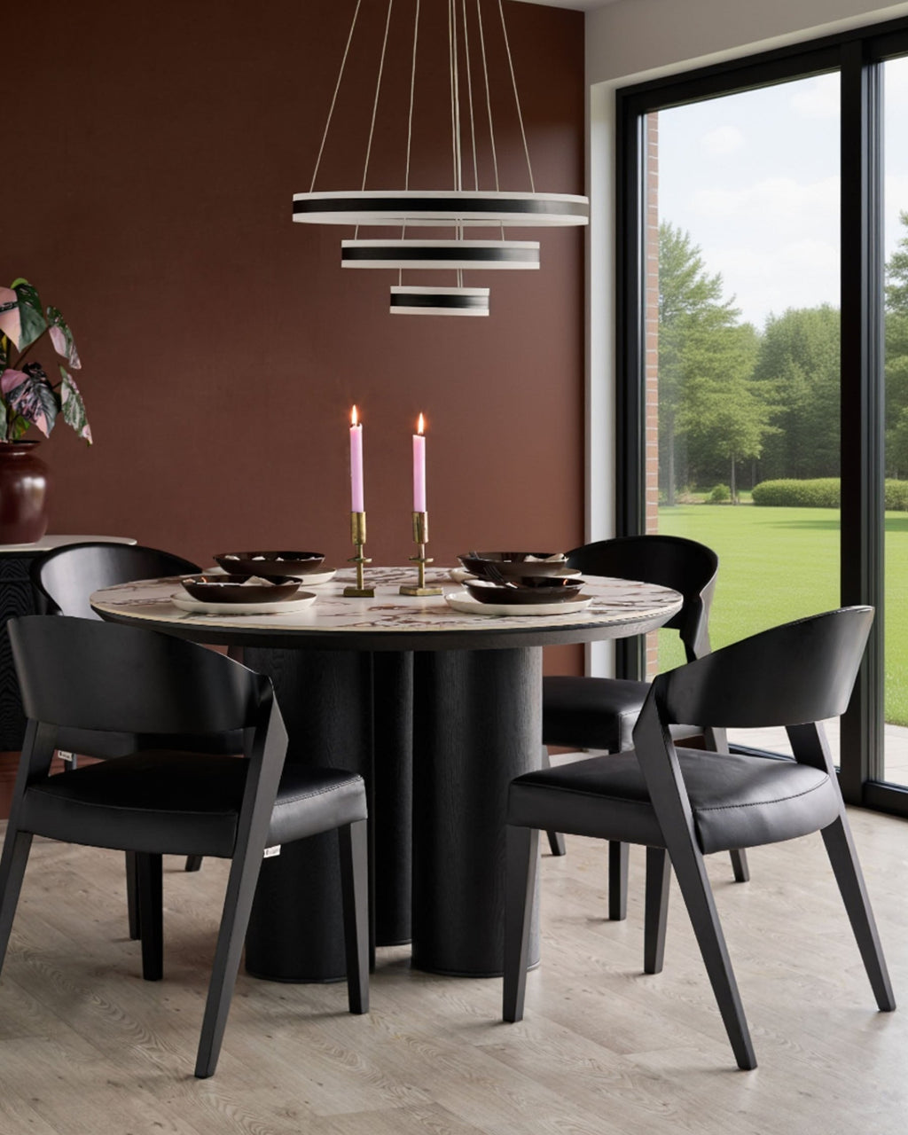 Enzo black leather dining chair