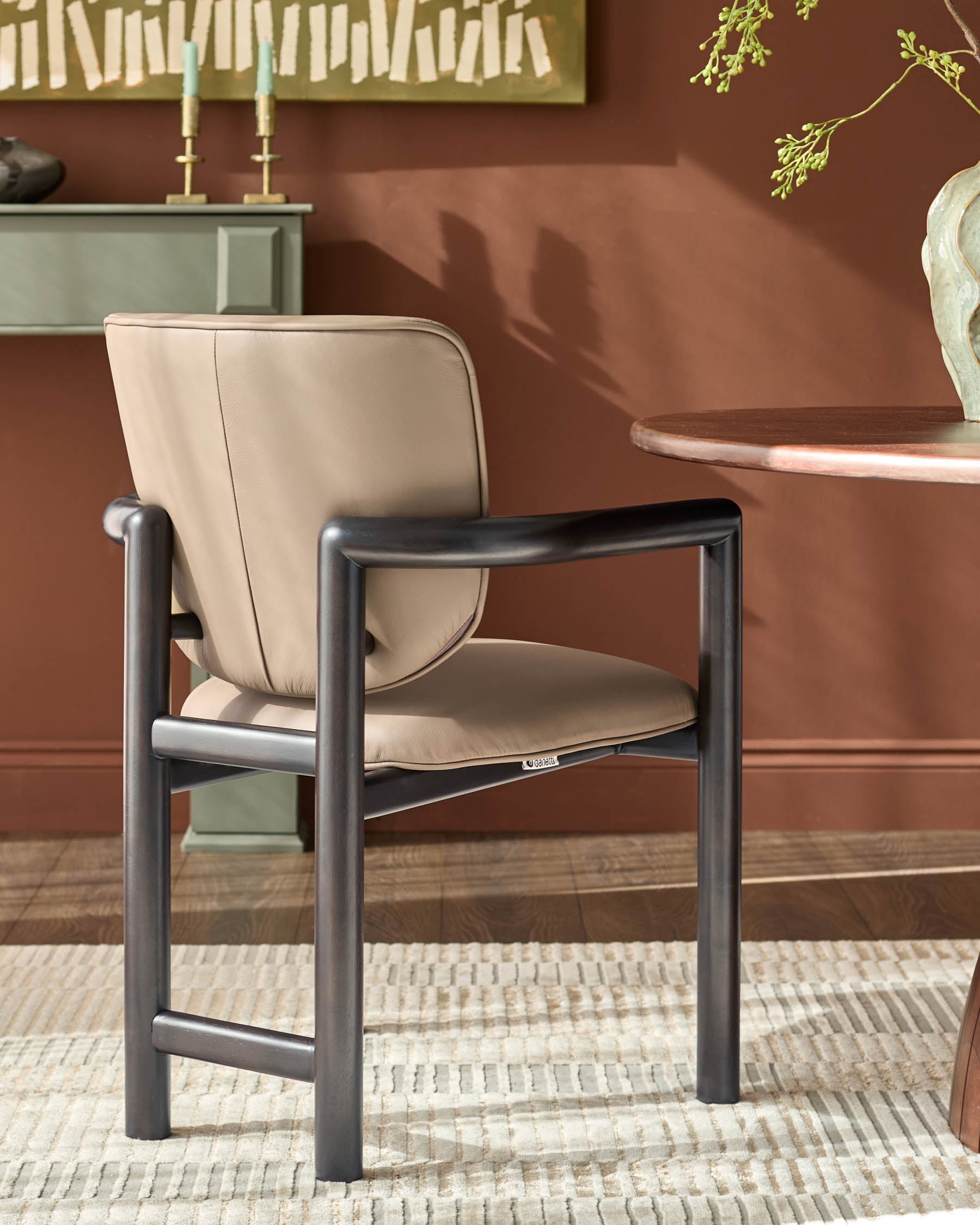 Esme mocha leather dining chair
