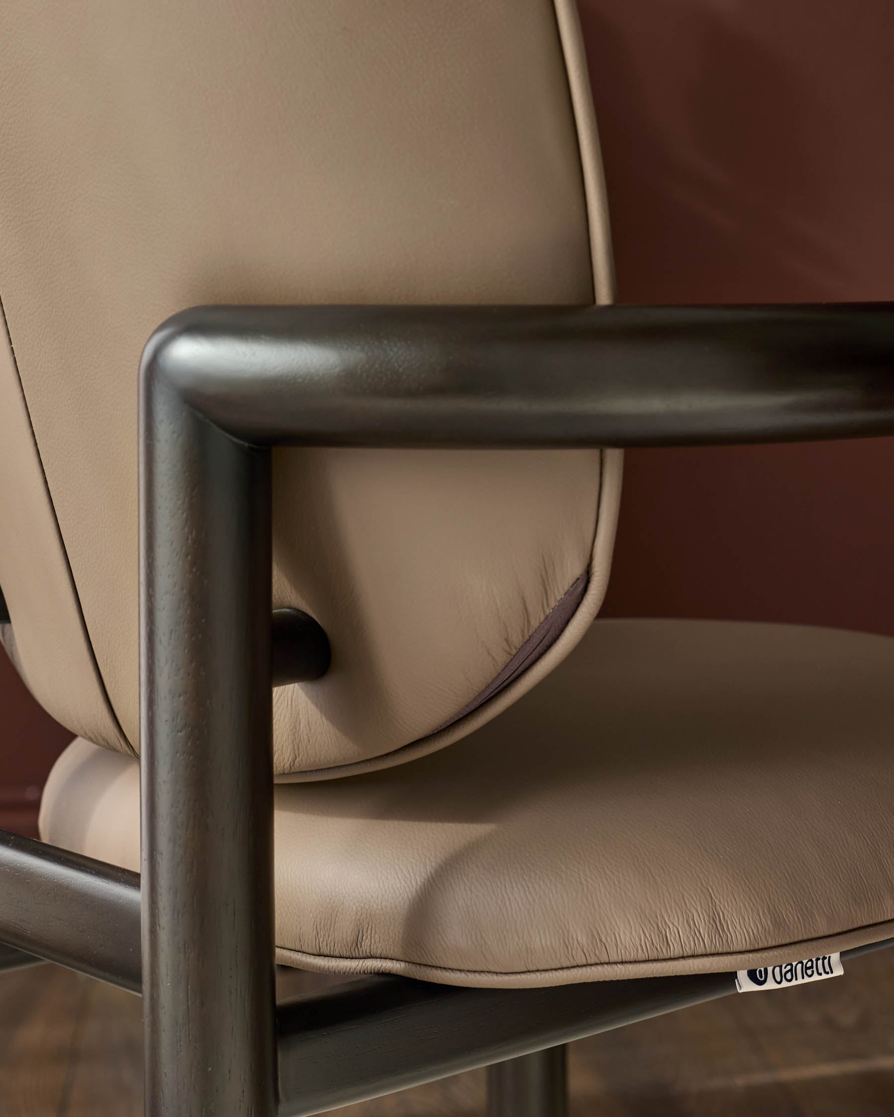 Esme mocha leather dining chair