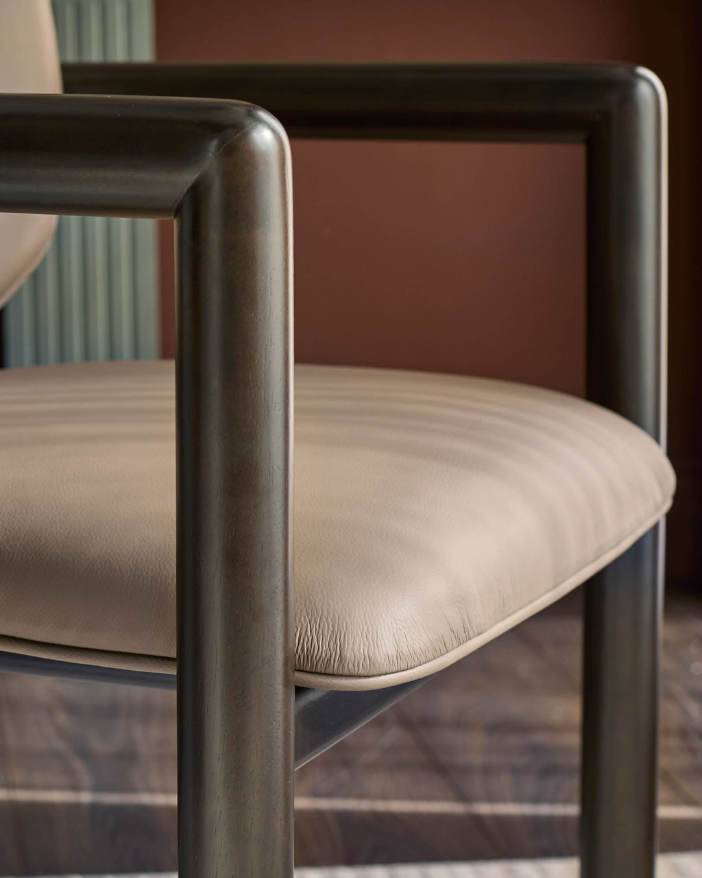 Esme mocha leather dining chair