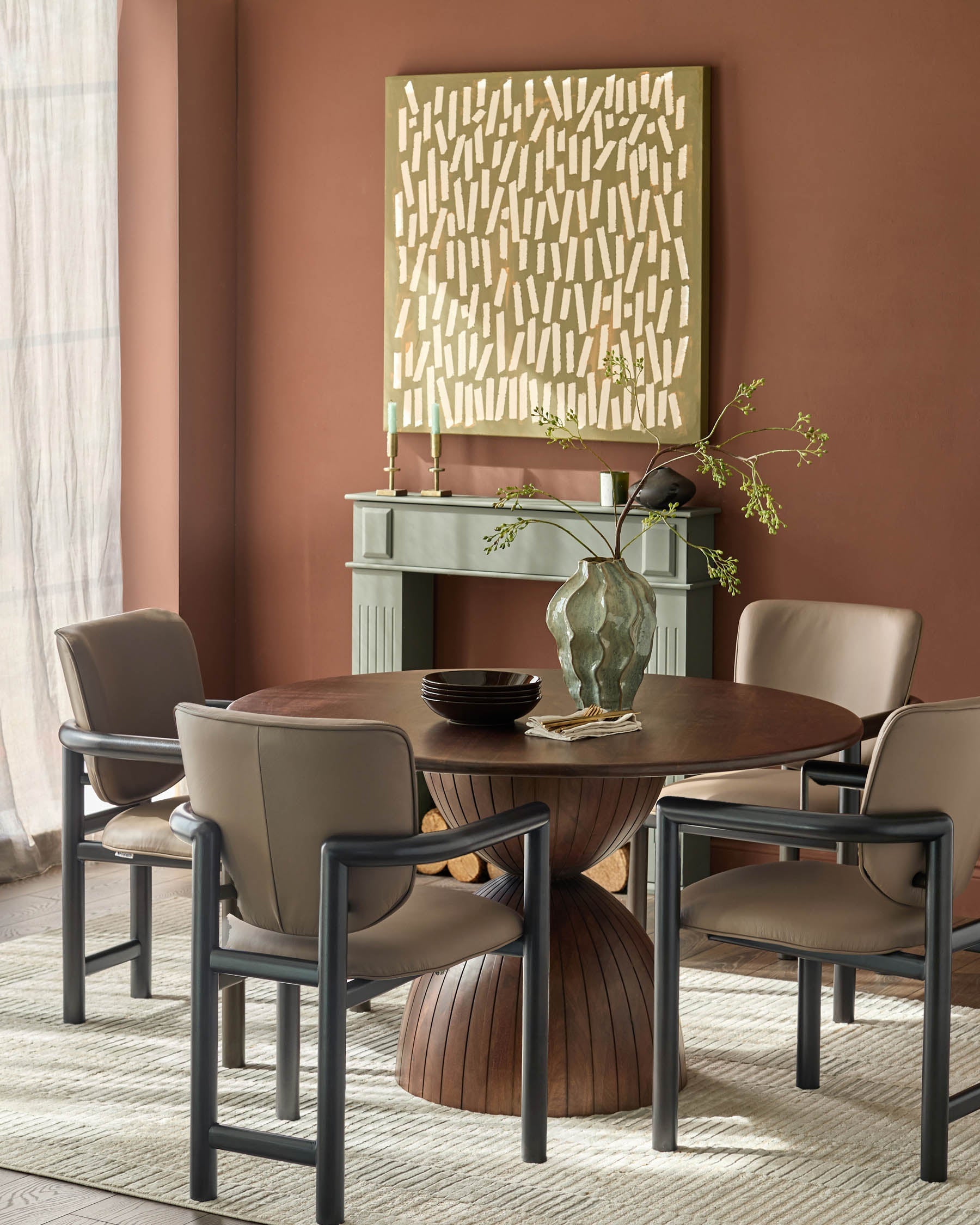 Esme mocha leather dining chair