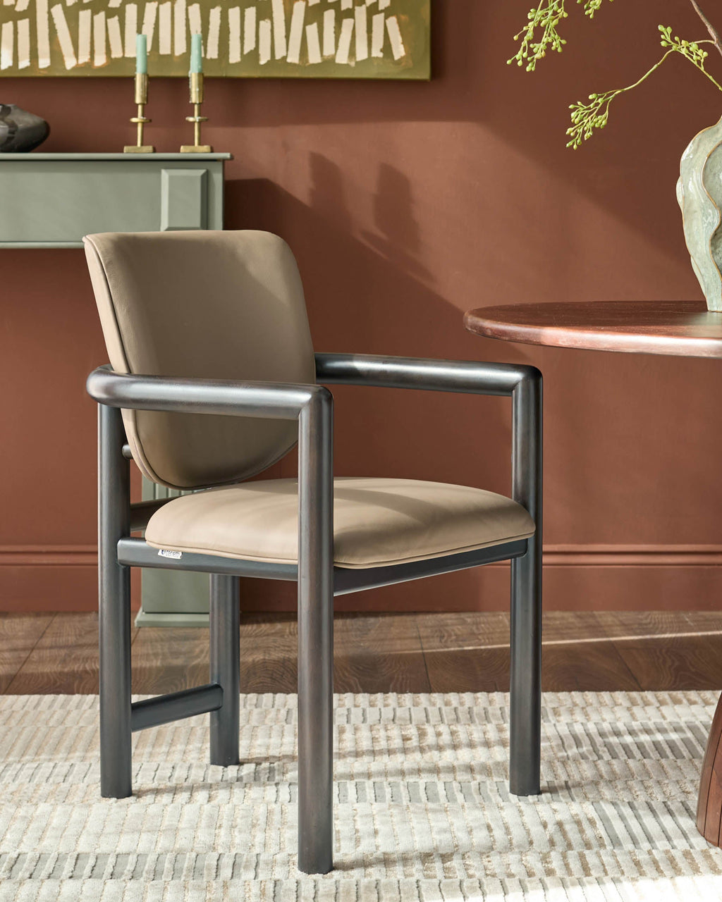 Esme mocha leather dining chair