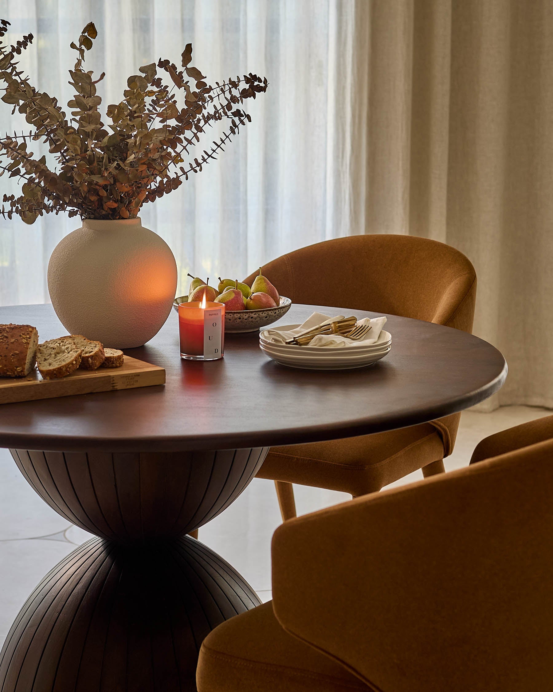 Ethan caramel fabric dining chair