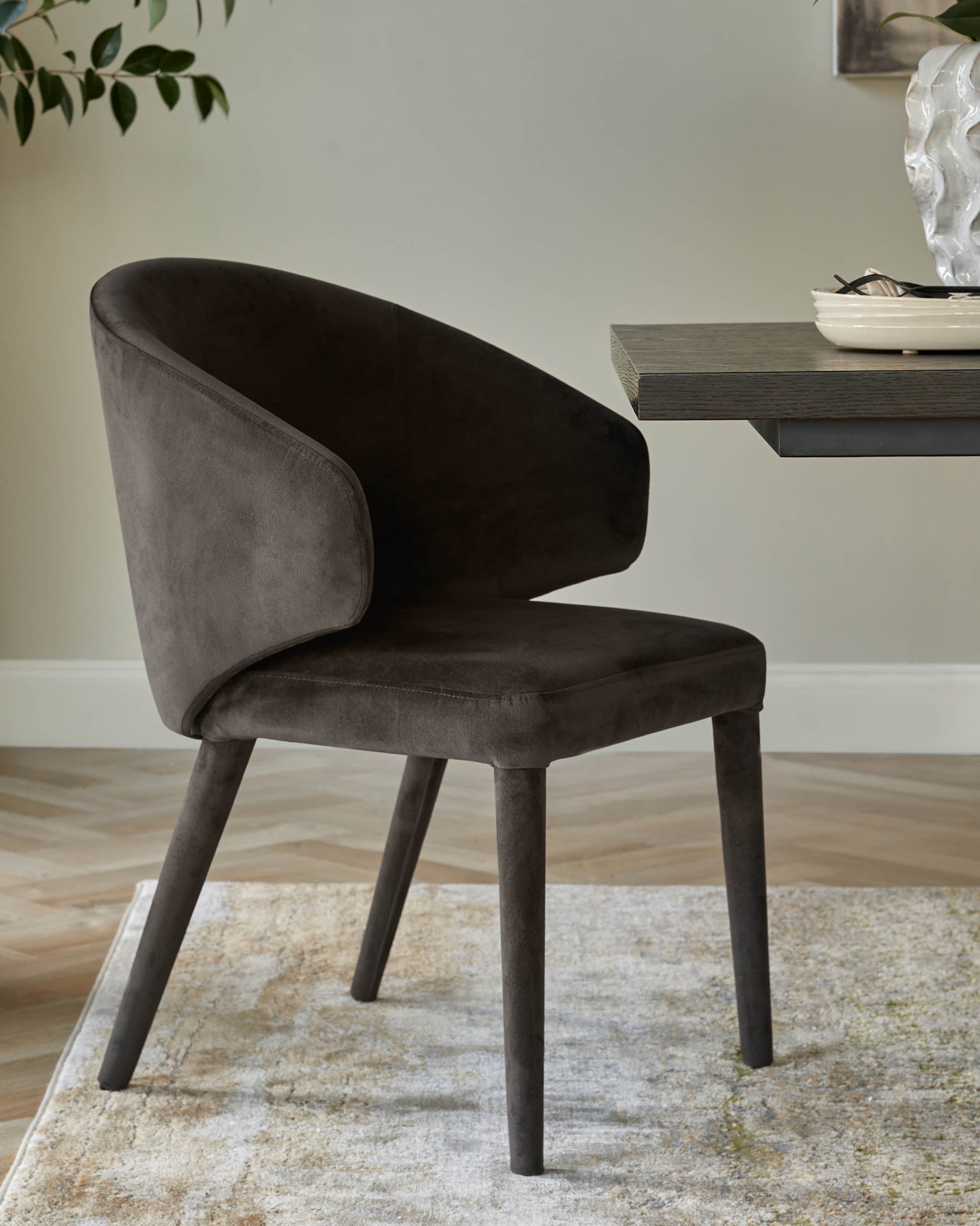 Ethan dark mocha velvet dining chair