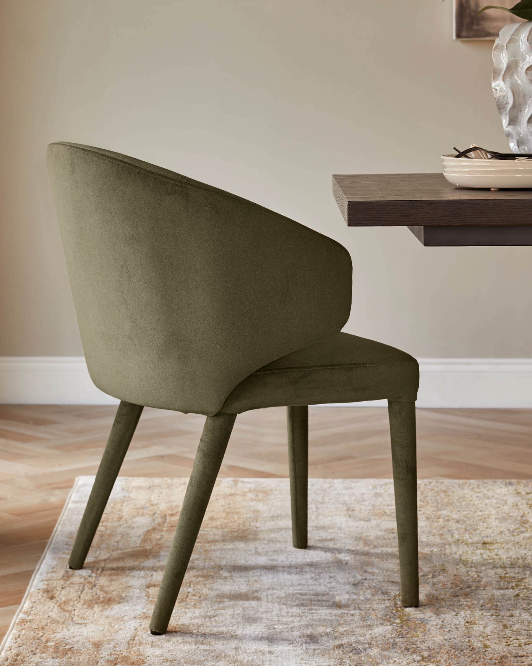 Ethan olive green velvet dining chair