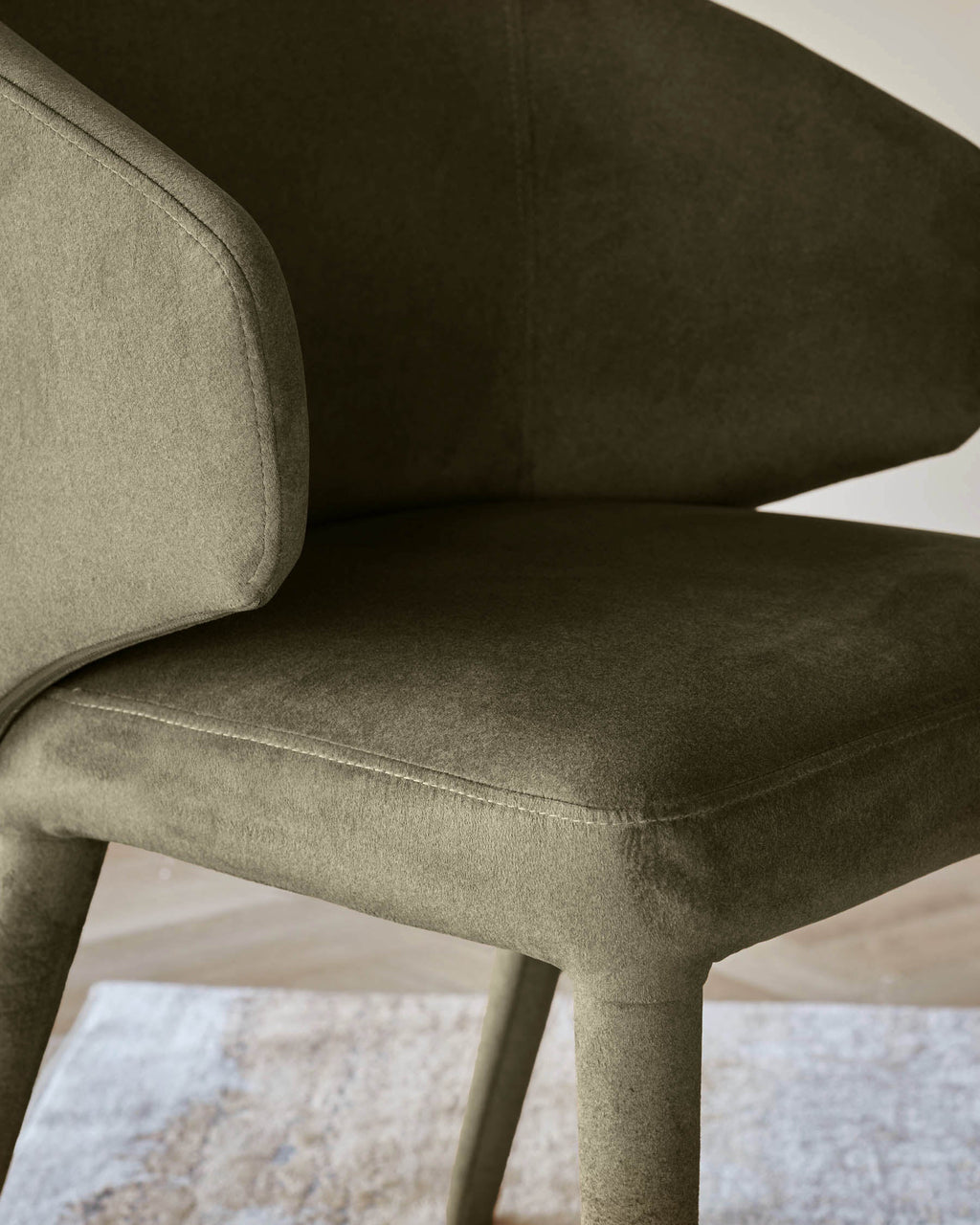 Ethan olive green velvet dining chair