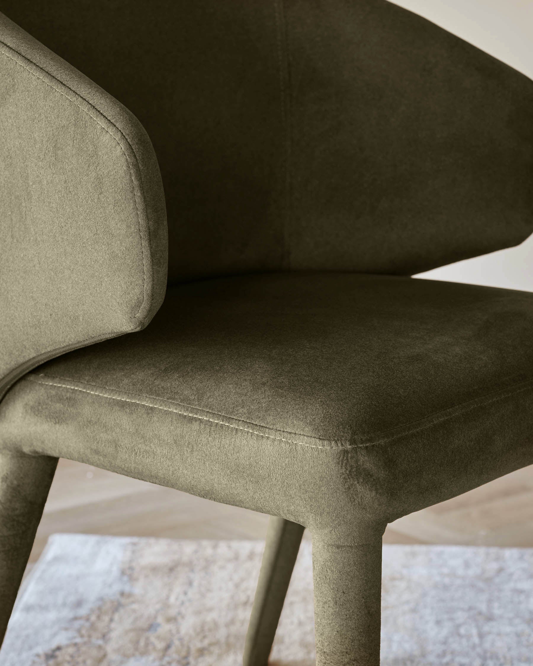 Ethan olive green velvet dining chair