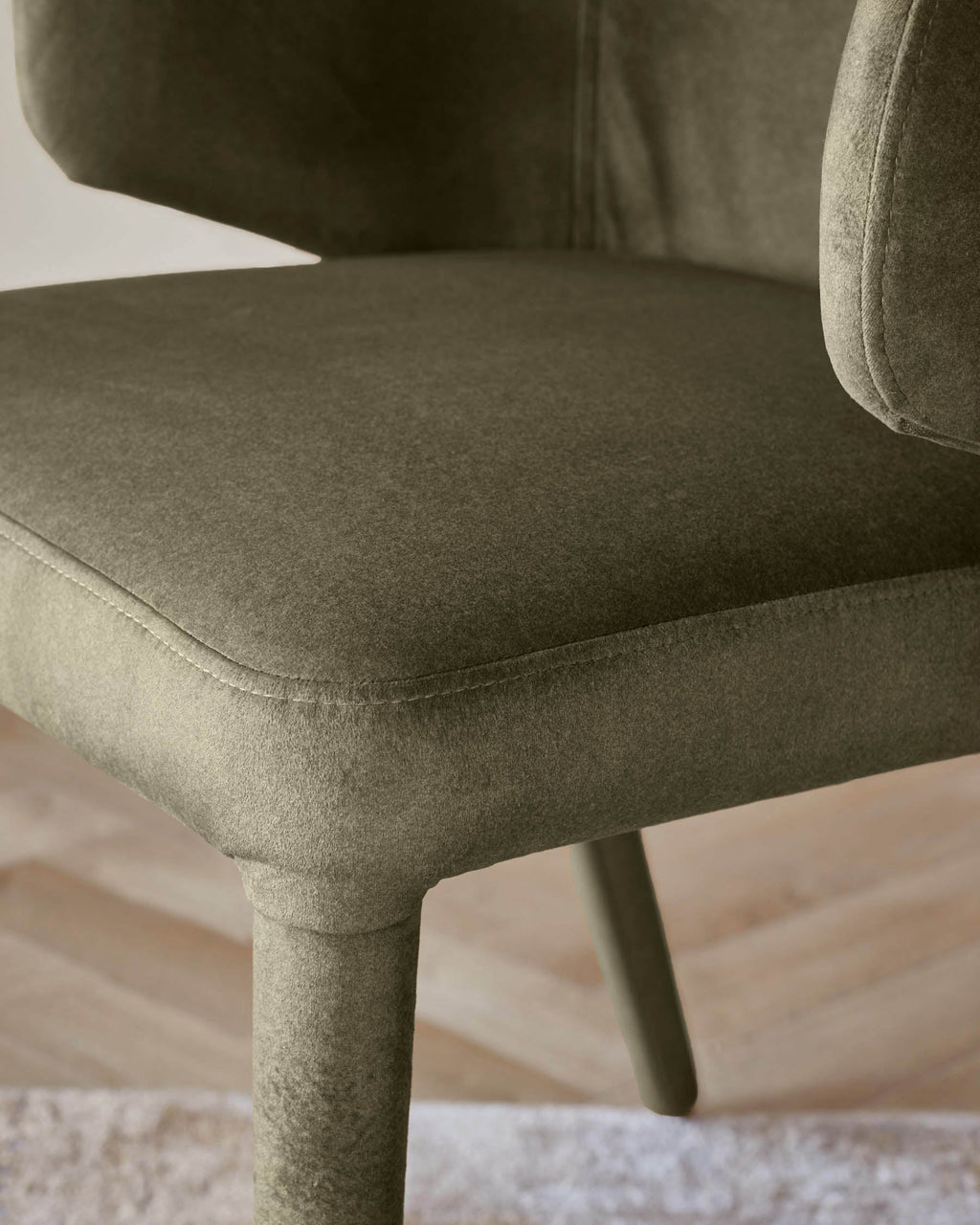Ethan olive green velvet dining chair