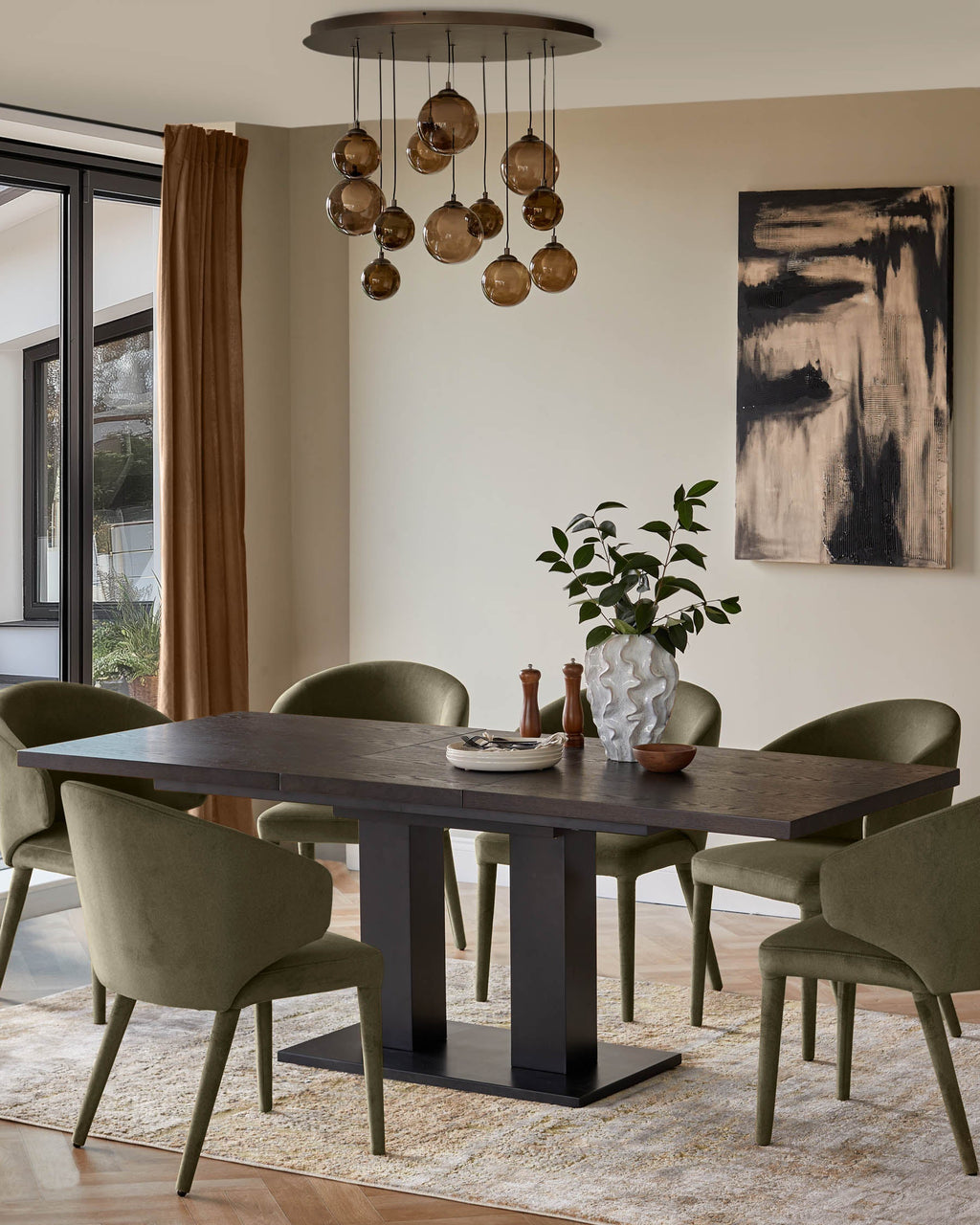 Ethan olive green velvet dining chair