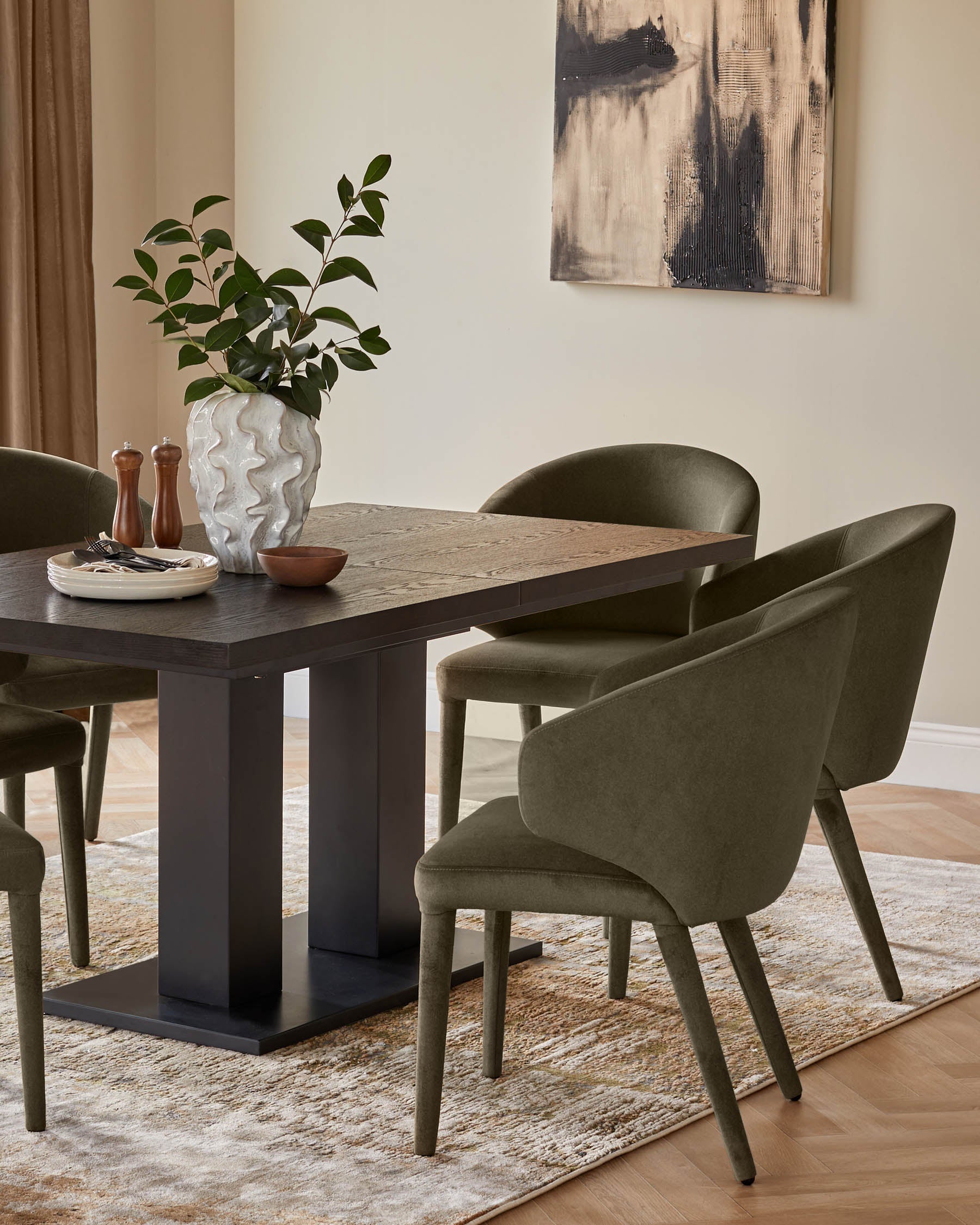 Ethan olive green velvet dining chair