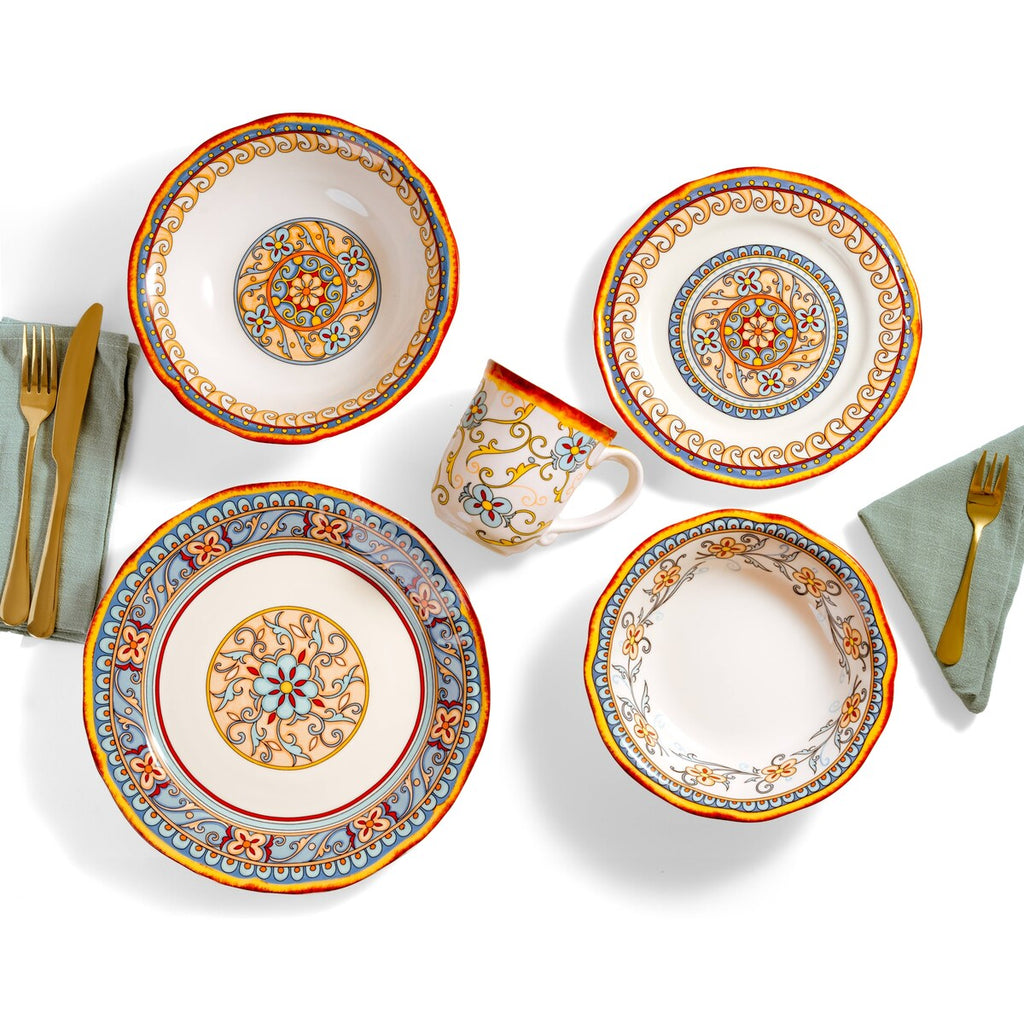 Euro Ceramica Duomo 16 Piece Dinnerware Set (Service for 4) - Italian Style