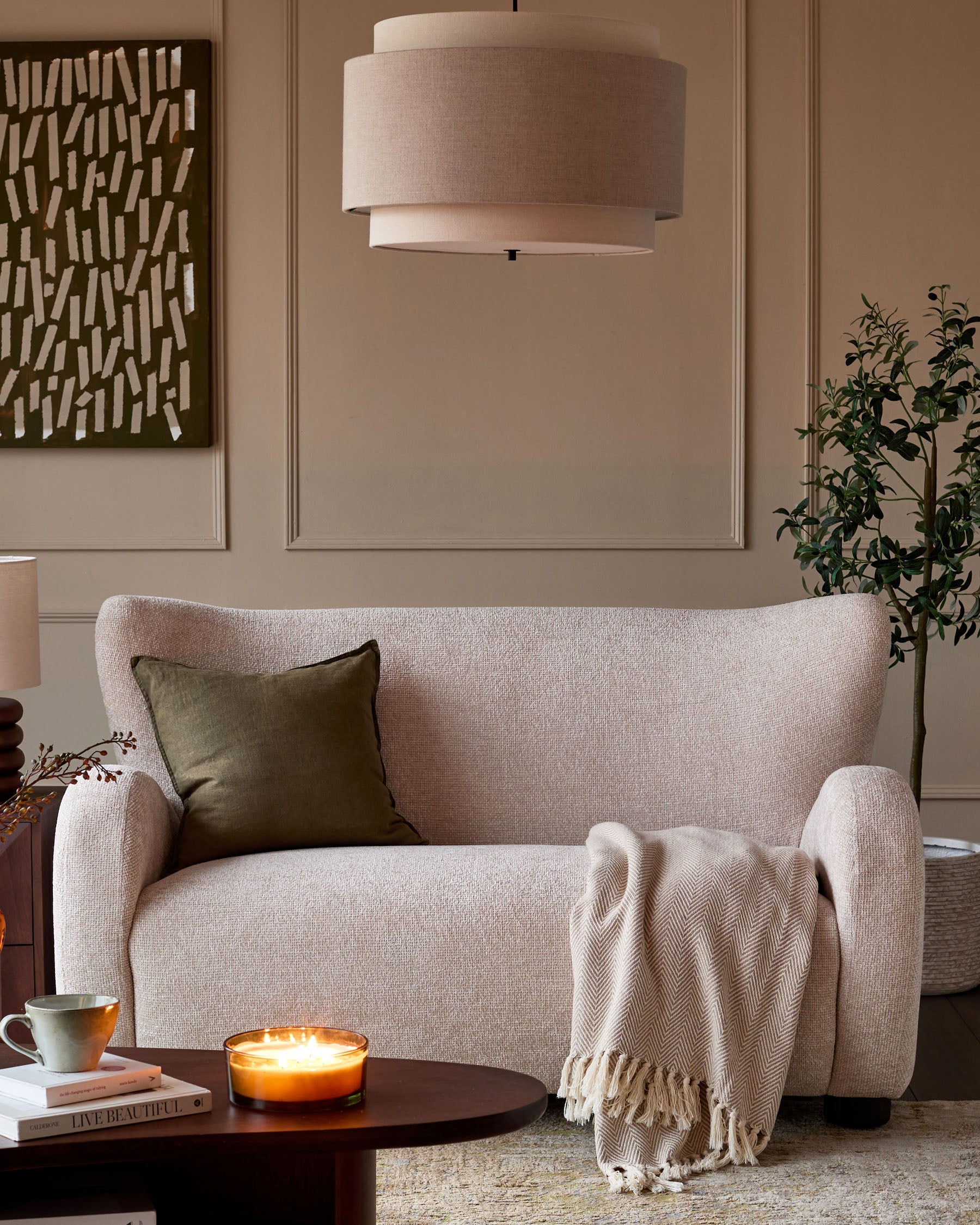 Evelyn natural chunky weave 2 seater sofa