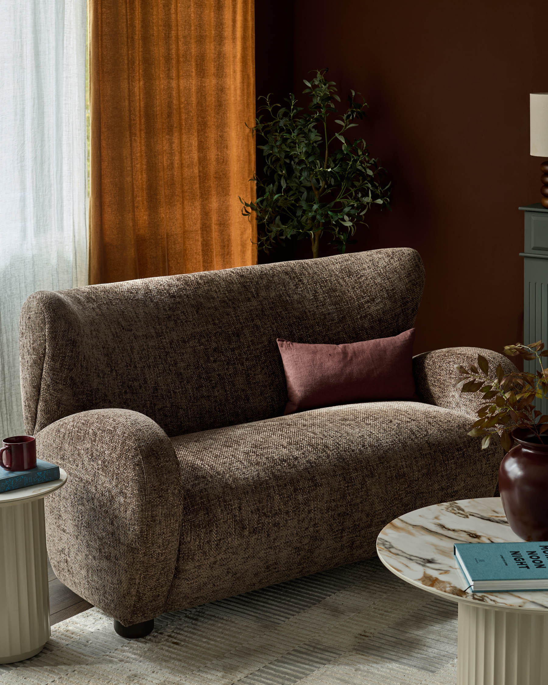 Evelyn mocha fabric 2 seater sofa
