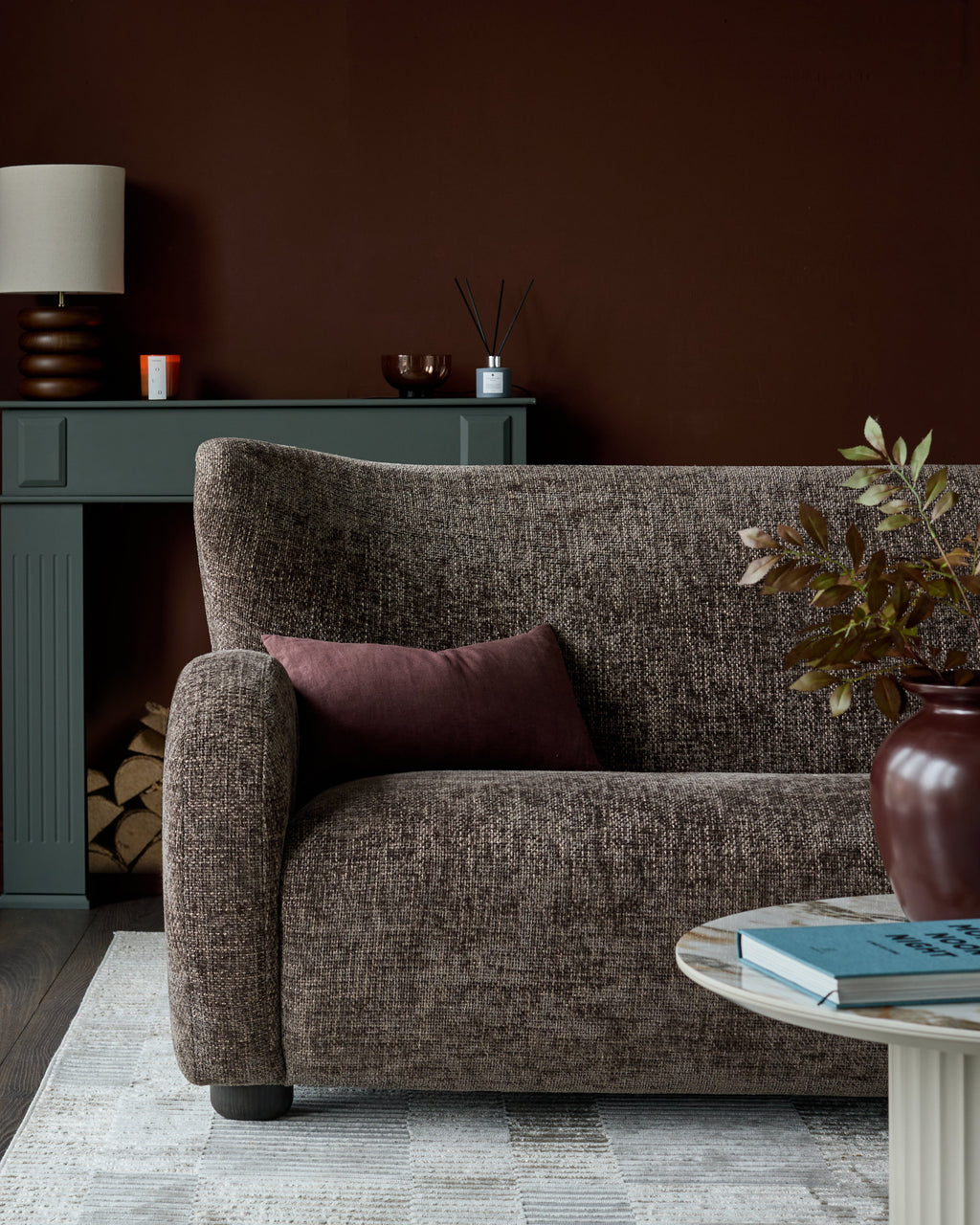 Evelyn mocha fabric 2 seater sofa
