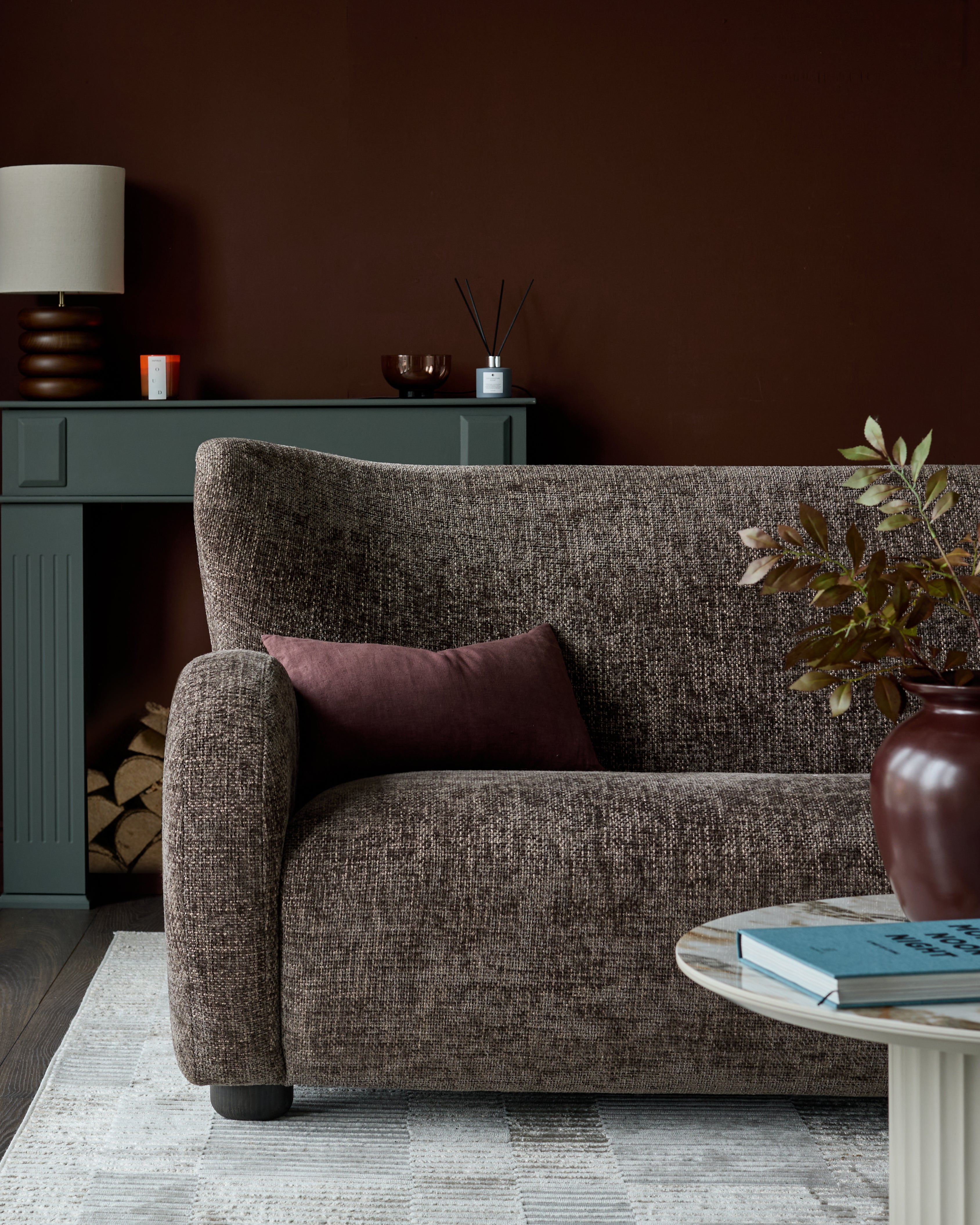 Evelyn mocha fabric 2 seater sofa
