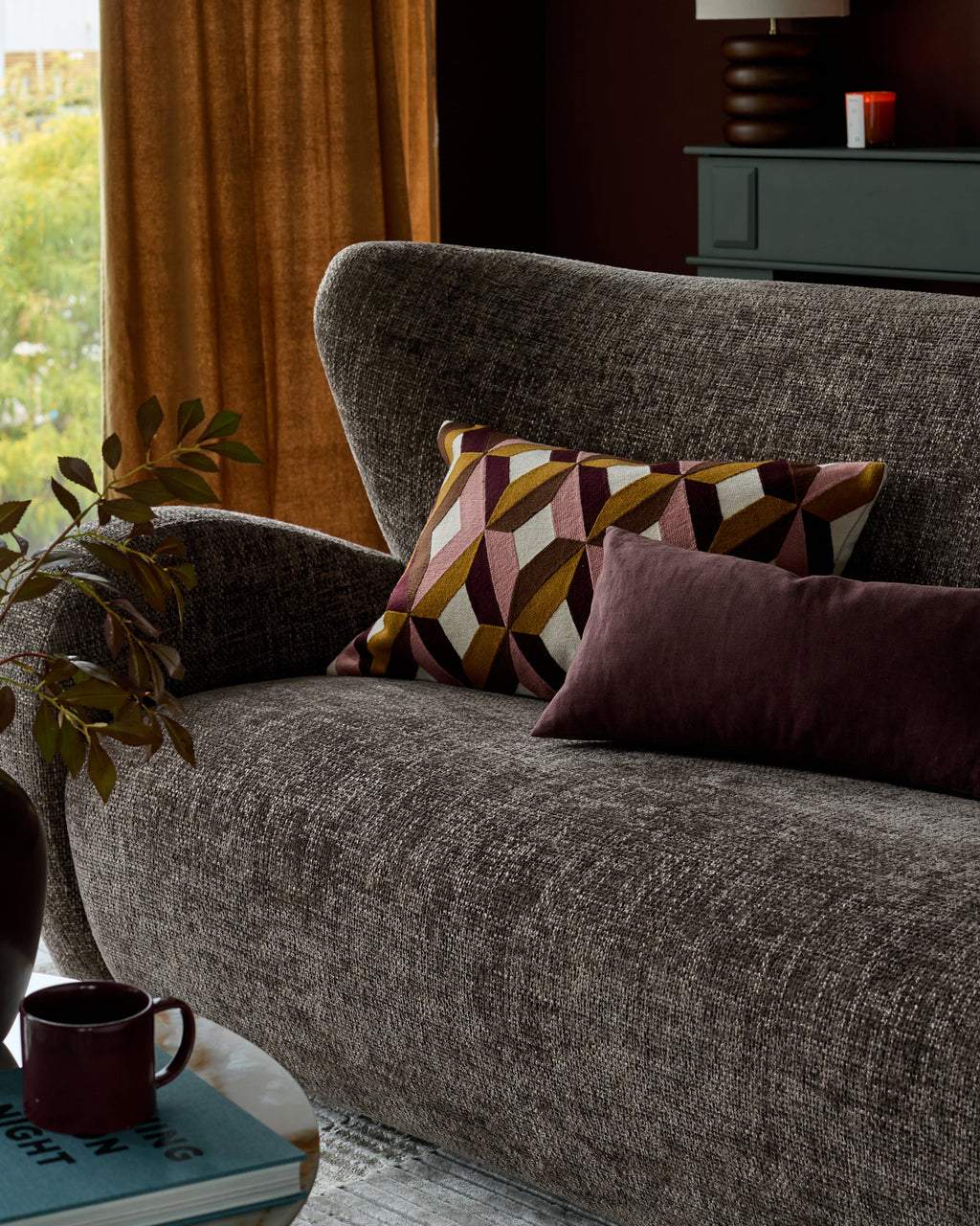 Evelyn mocha fabric 2 seater sofa