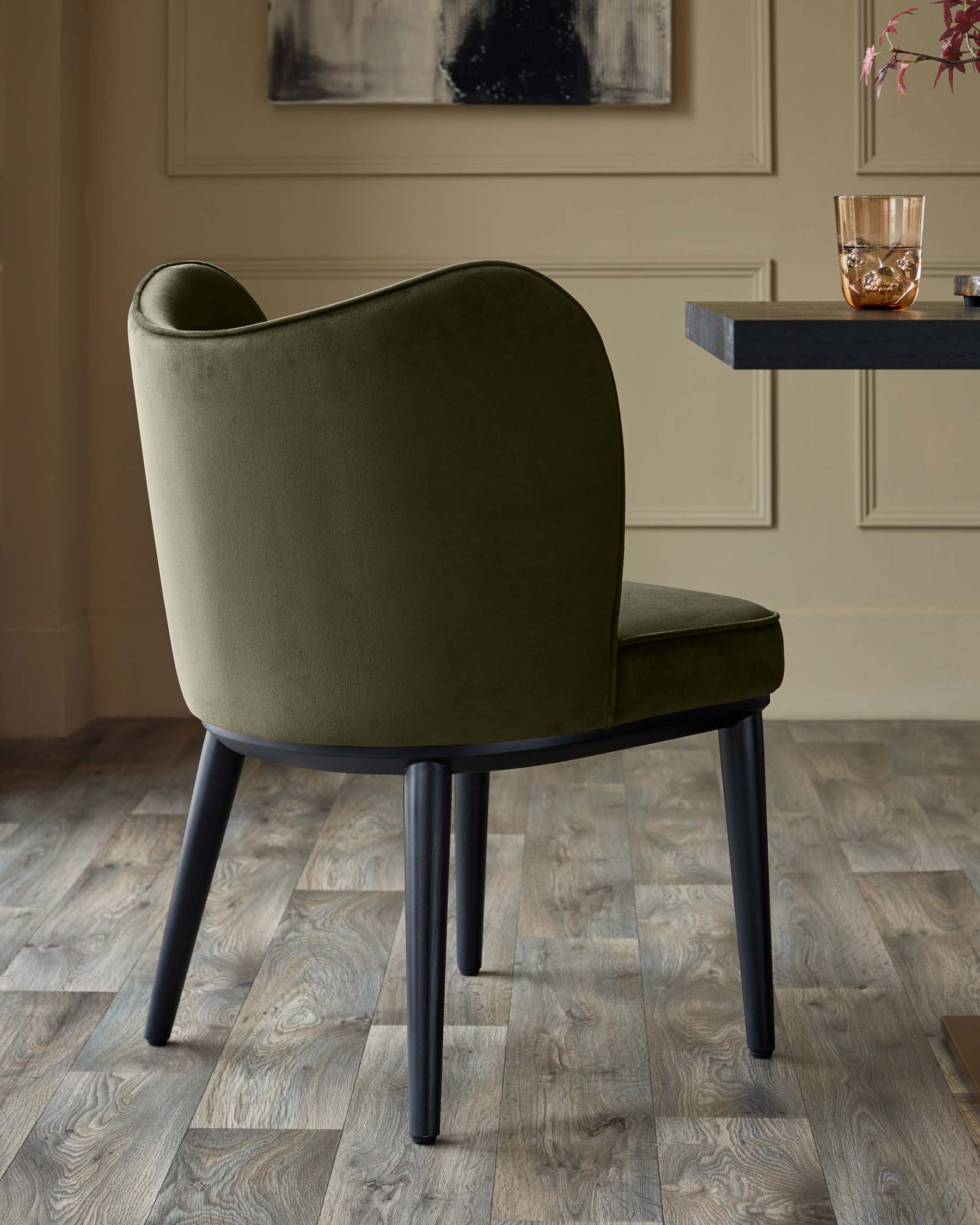 Evelyn olive green velvet dining chair