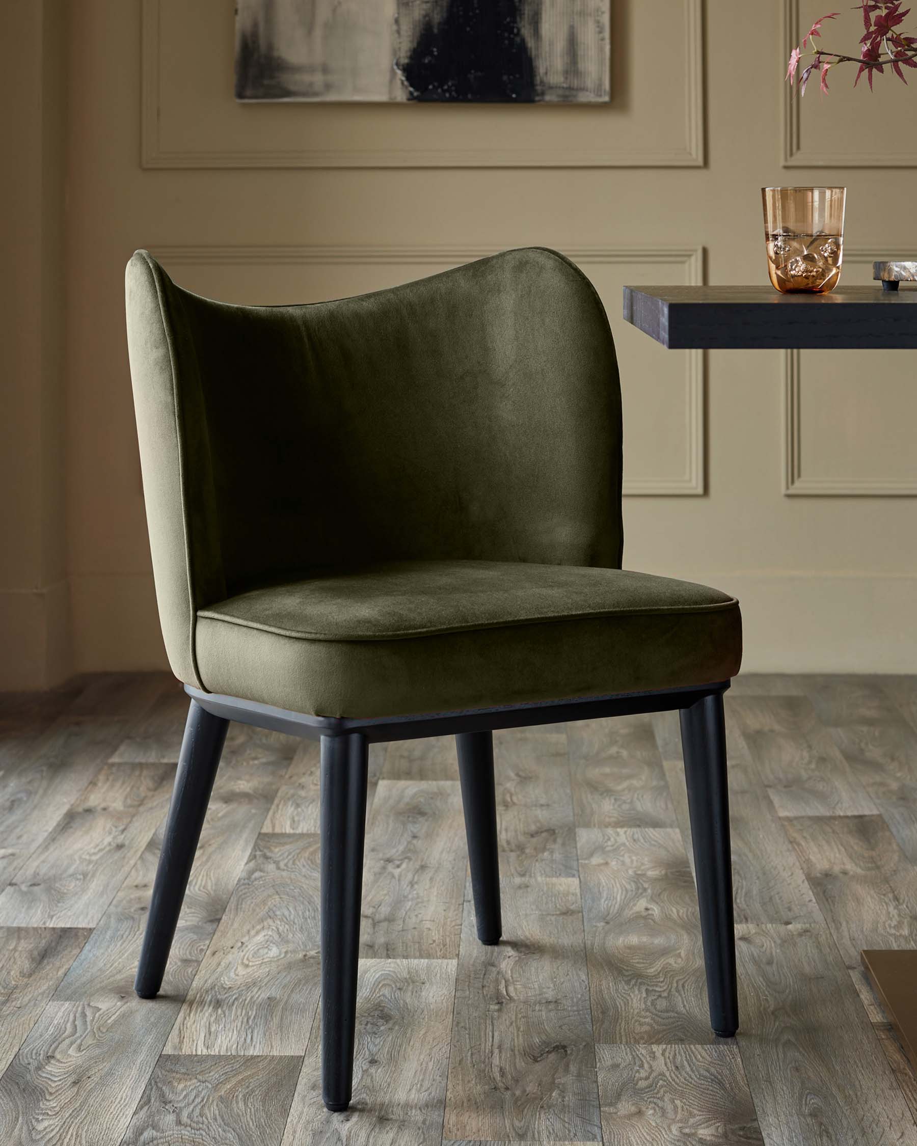 Evelyn olive green velvet dining chair