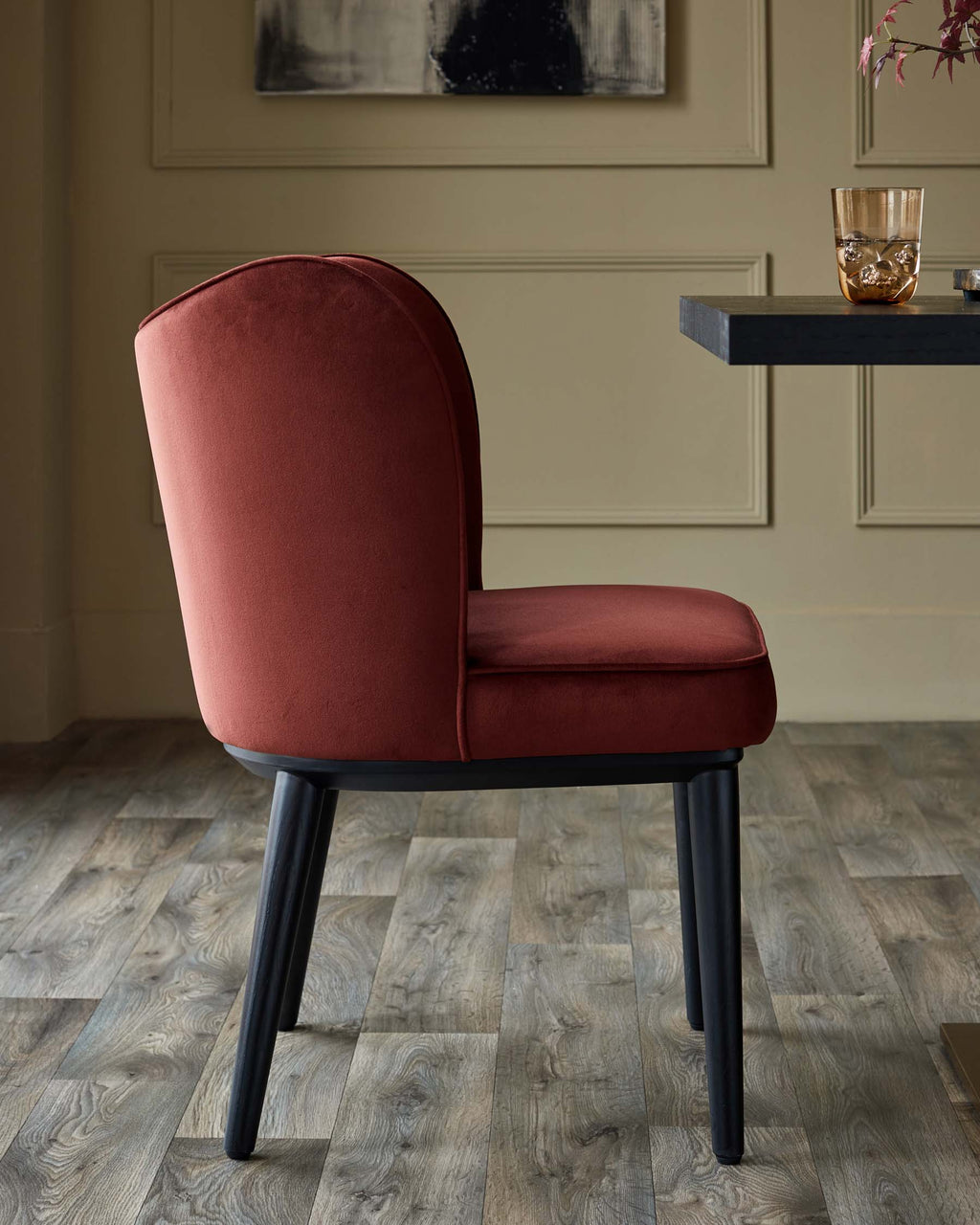 Evelyn toffee red velvet dining chair