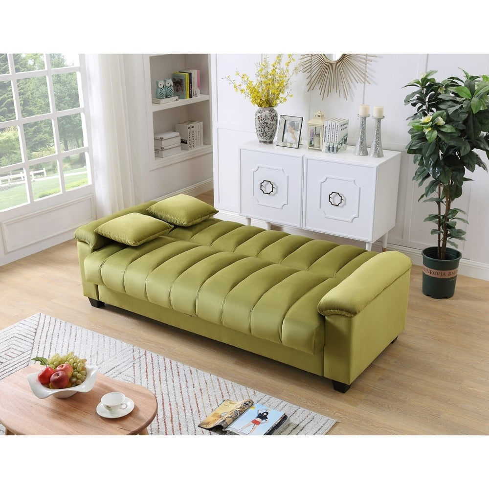 Fabric Upholstered Channel Back Living Room Convertible Sofabed