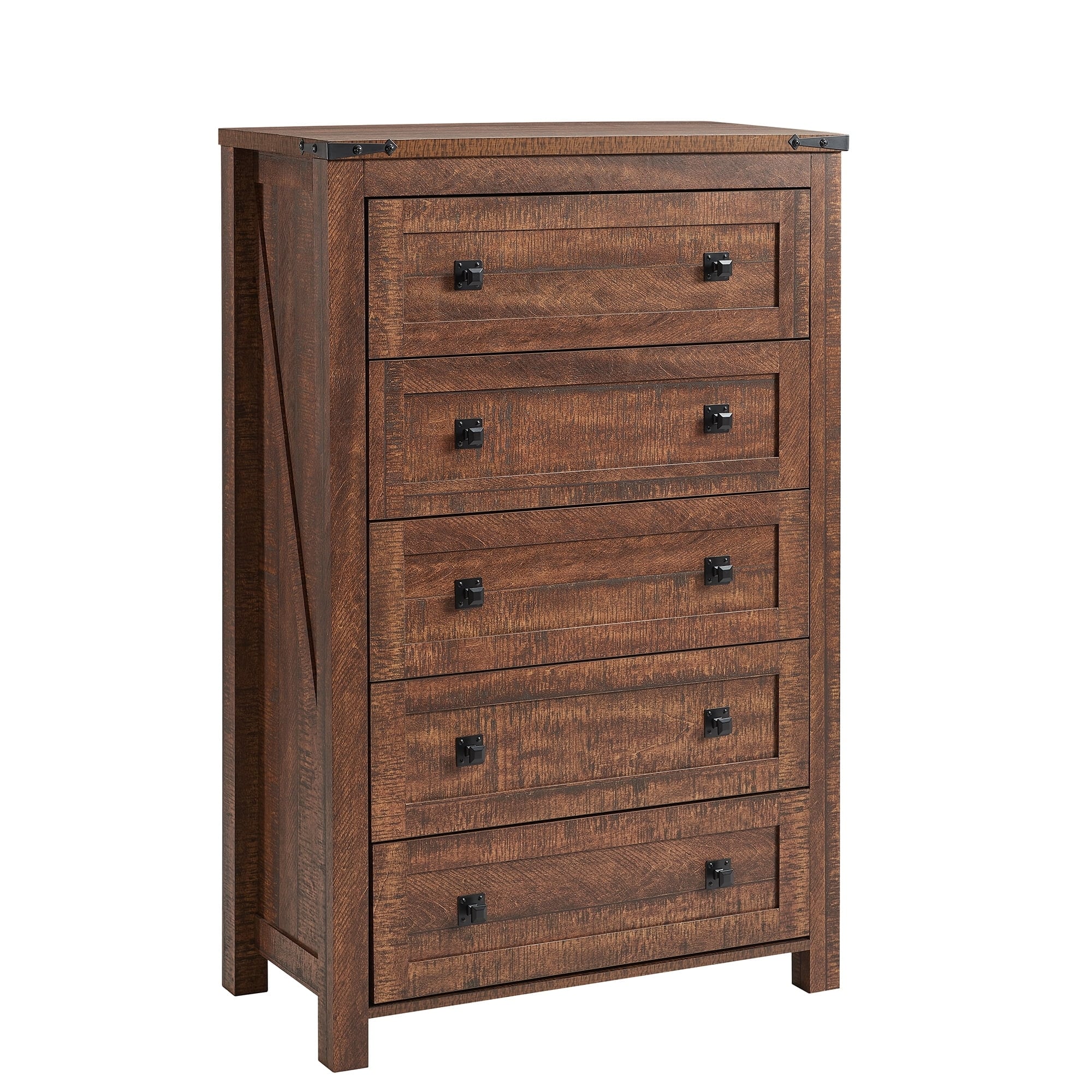 48 Tall Farmhouse 5 Drawer Wood Dresser, Chest of Drawers for Bedroom
