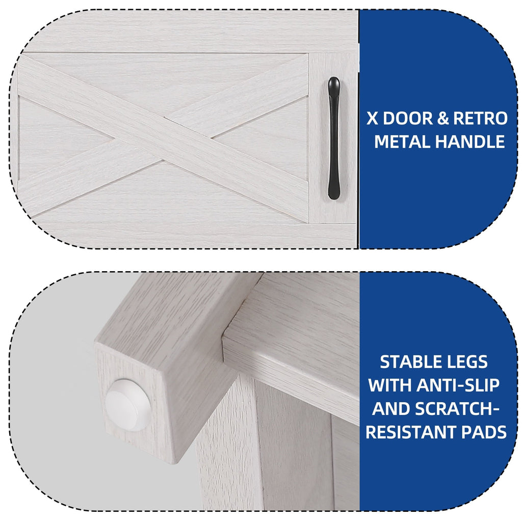 Farmhouse TV Stand for up to 65 TV with Doors and Open Shelves Media Console Power Outlet