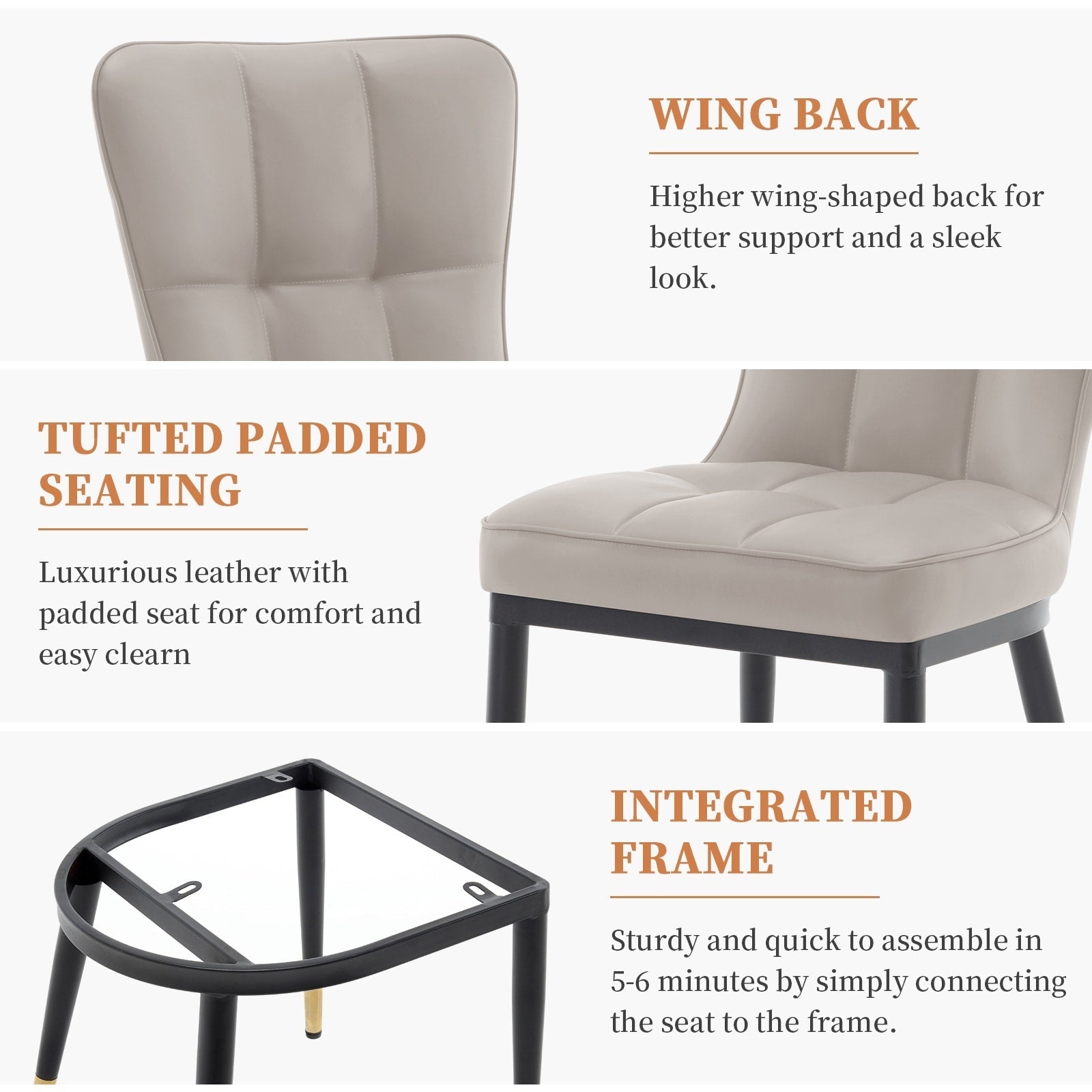 Faux Leather Upholstered Dining Chairs Set of 2/4