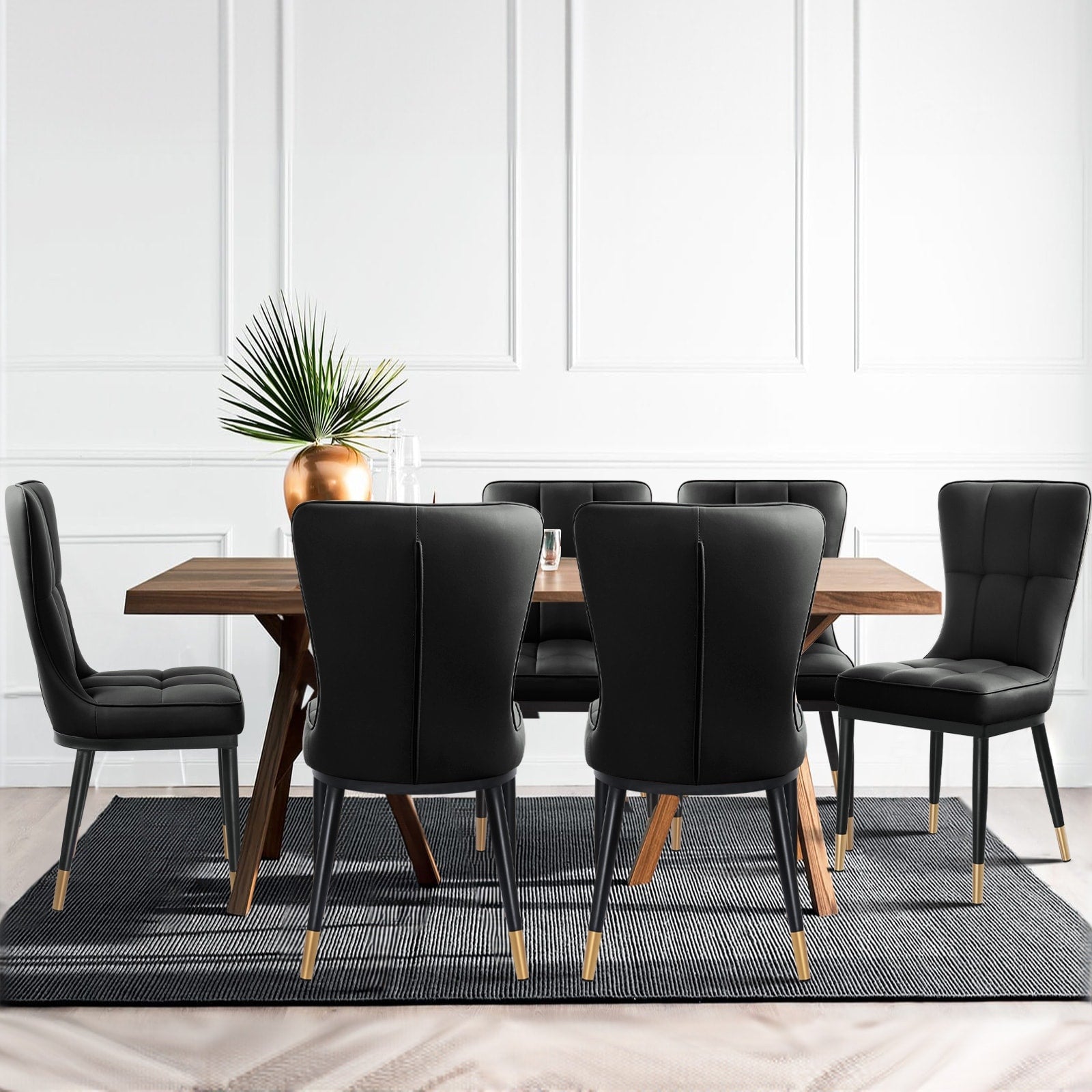 Faux Leather Upholstered Dining Chairs Set of 2/4