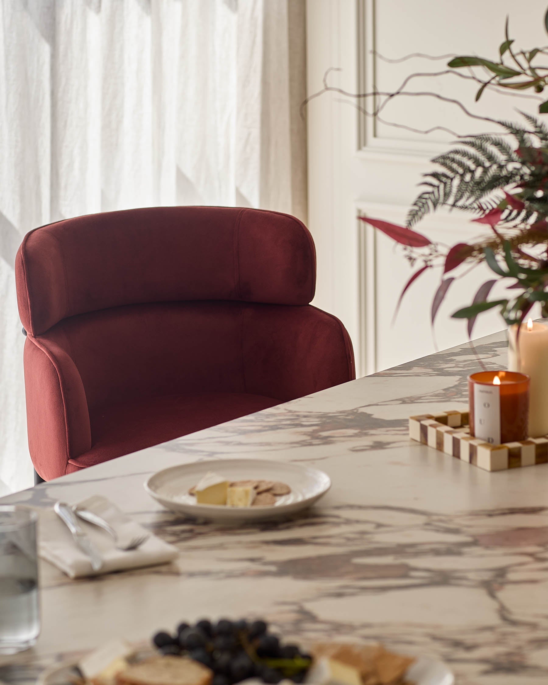 Felix toffee red velvet bar stool