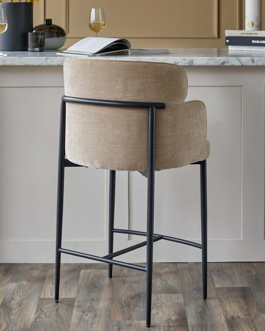 Felix champagne chenille bar stool