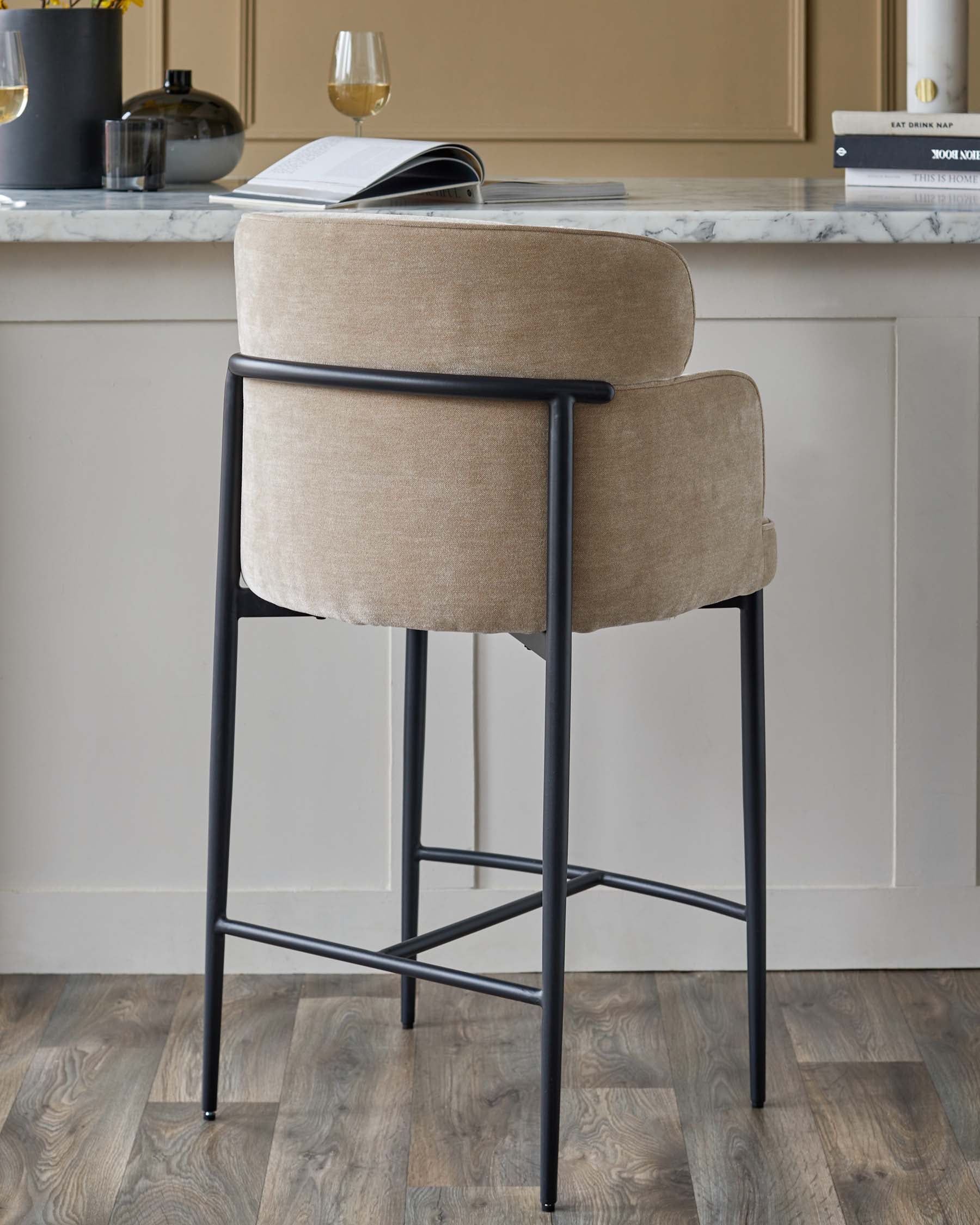 Felix champagne chenille bar stool