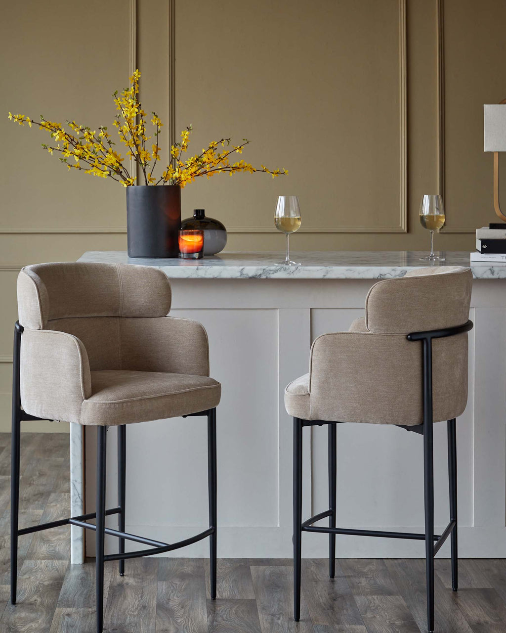 Felix champagne chenille bar stool