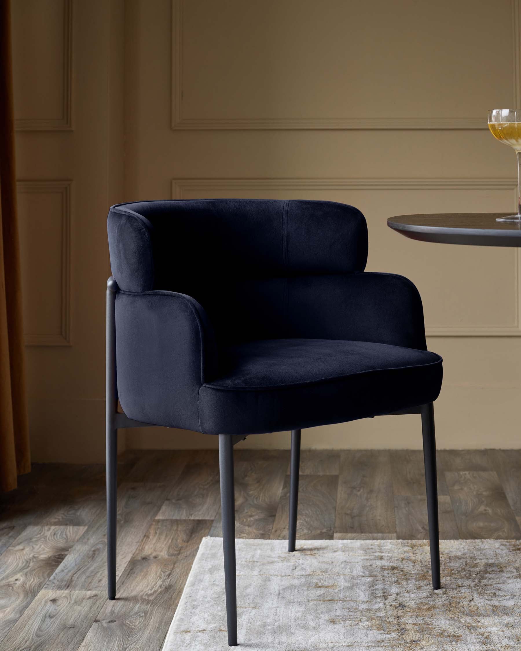 Felix dark navy velvet dining chair