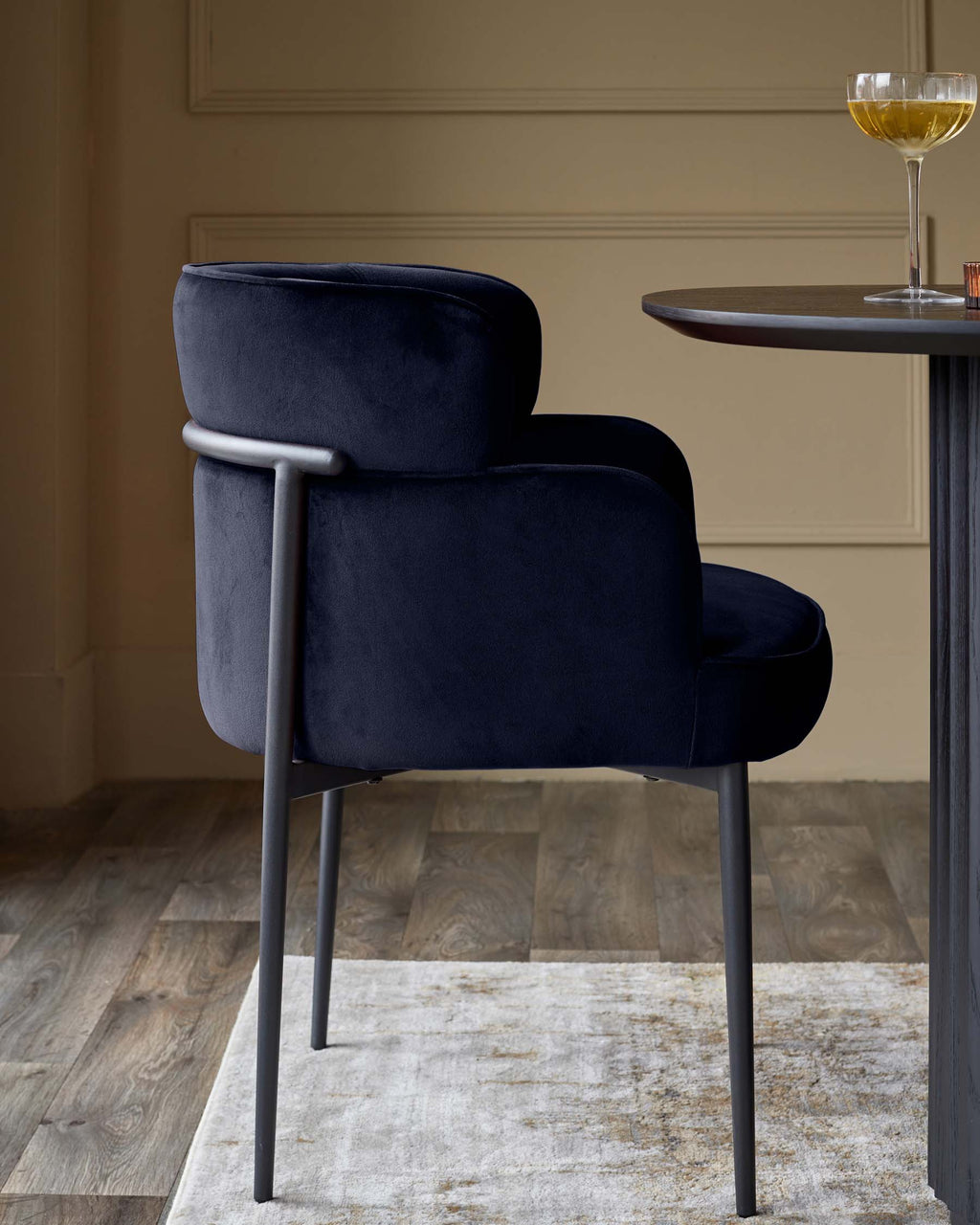 Felix dark navy velvet dining chair
