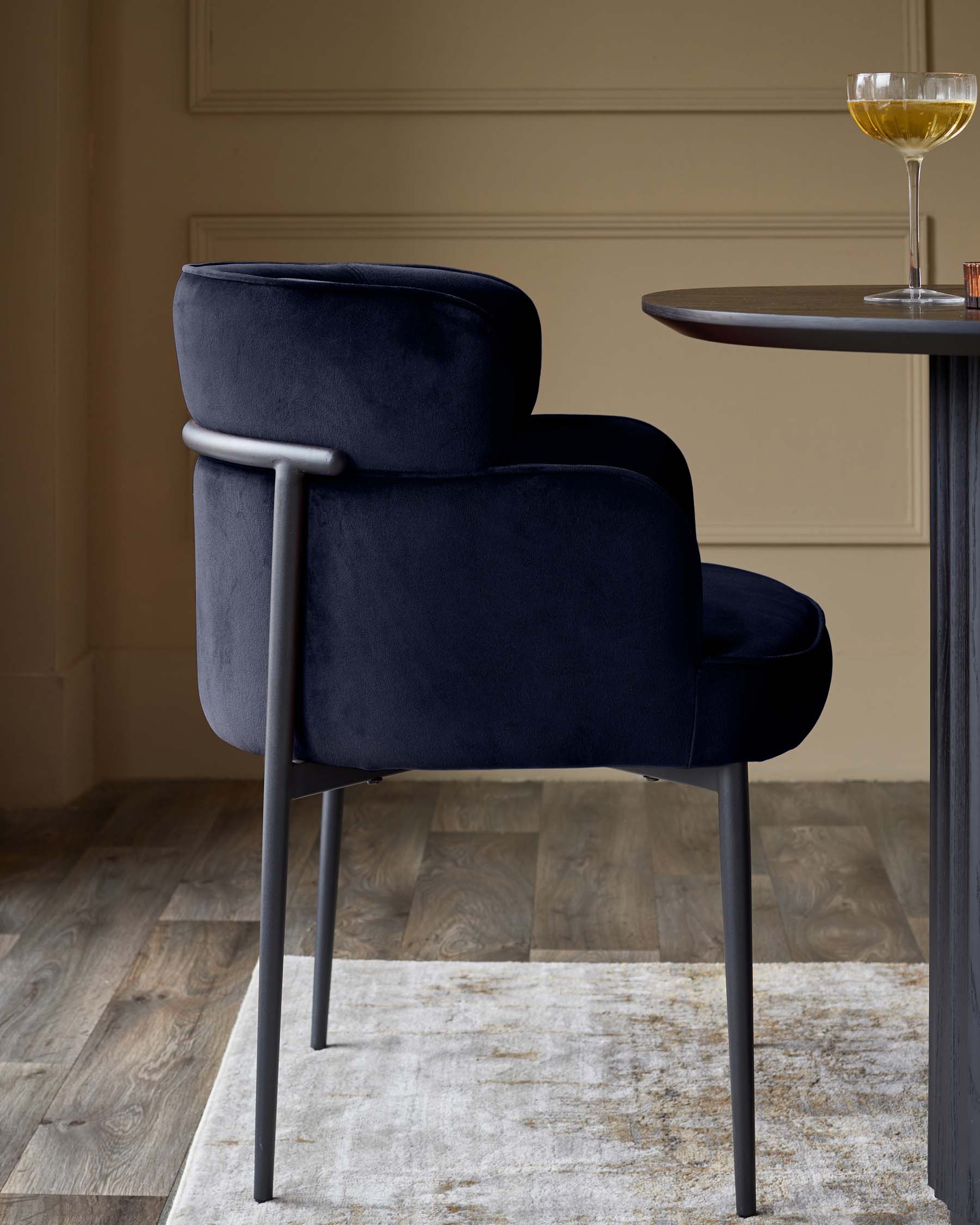 Felix dark navy velvet dining chair