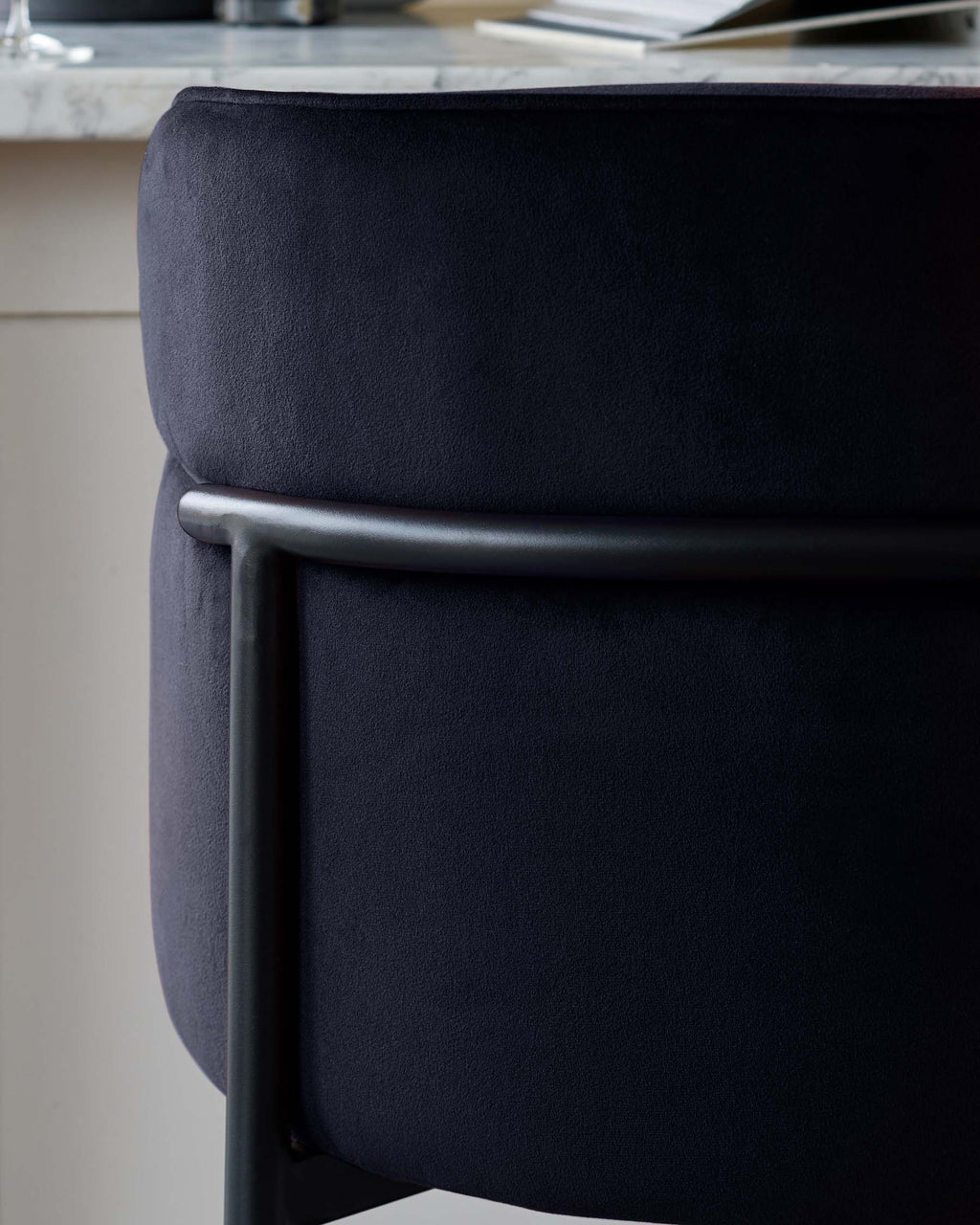 Felix dark navy velvet bar stool