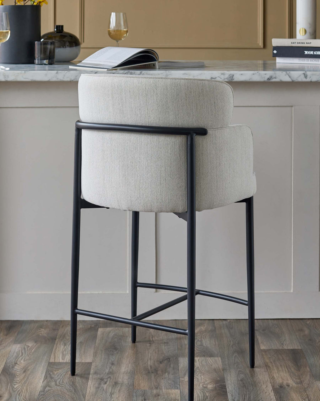 Felix ivory dual tone fabric bar stool