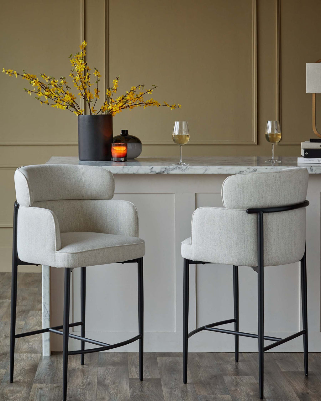 Felix ivory dual tone fabric bar stool