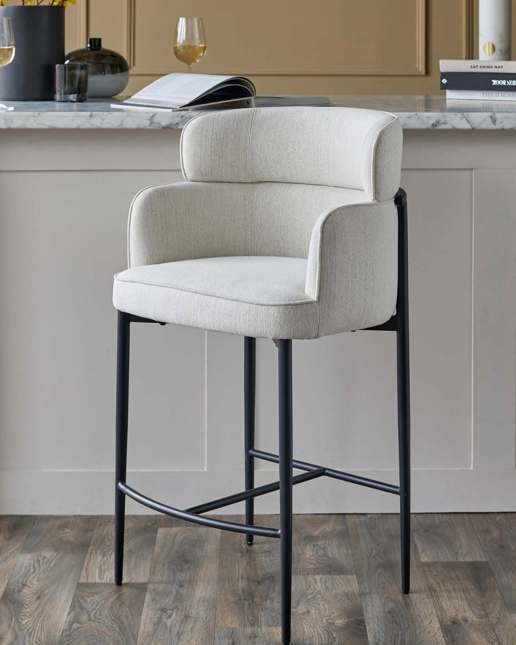 Felix ivory dual tone fabric bar stool