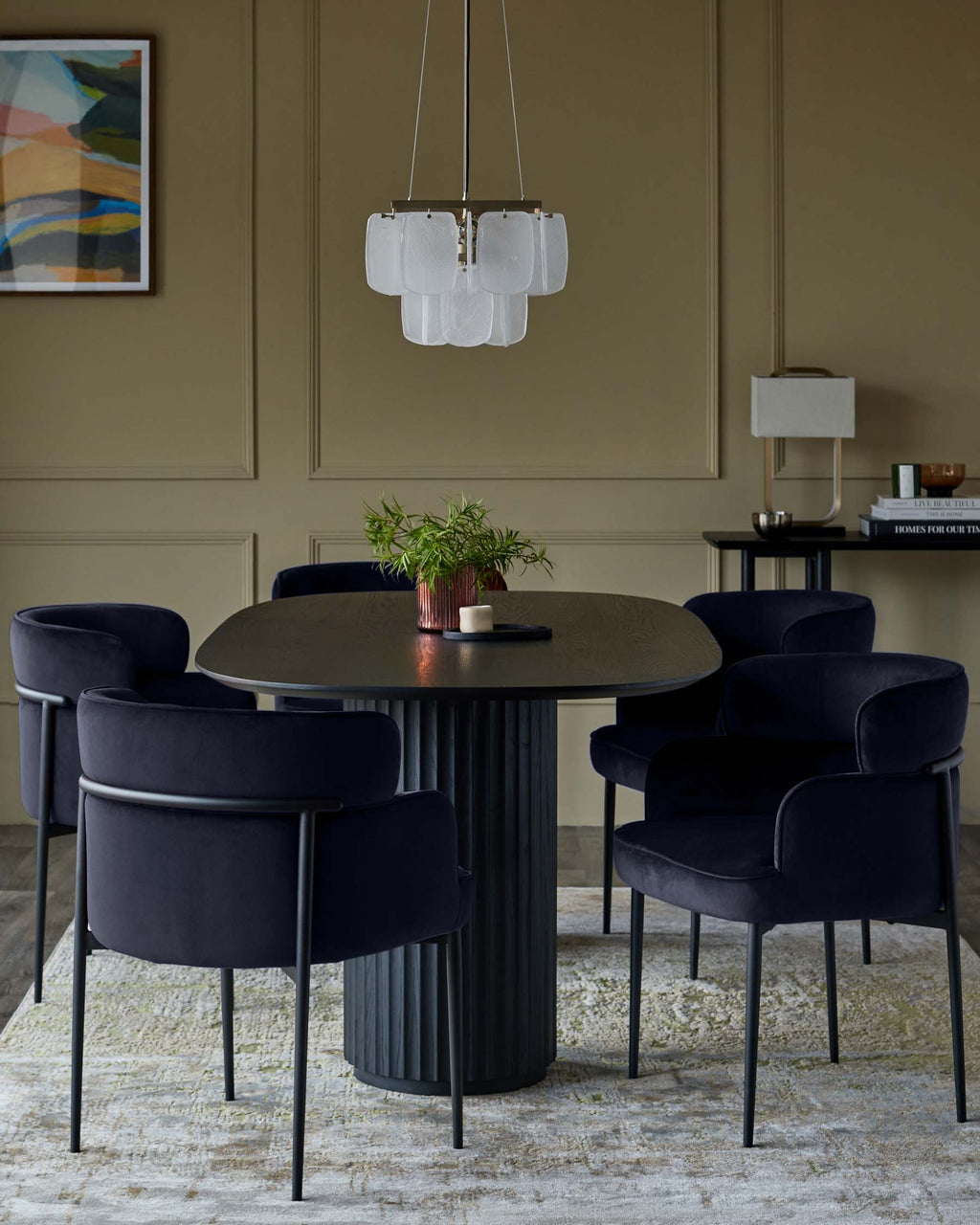 Felix dark navy velvet dining chair