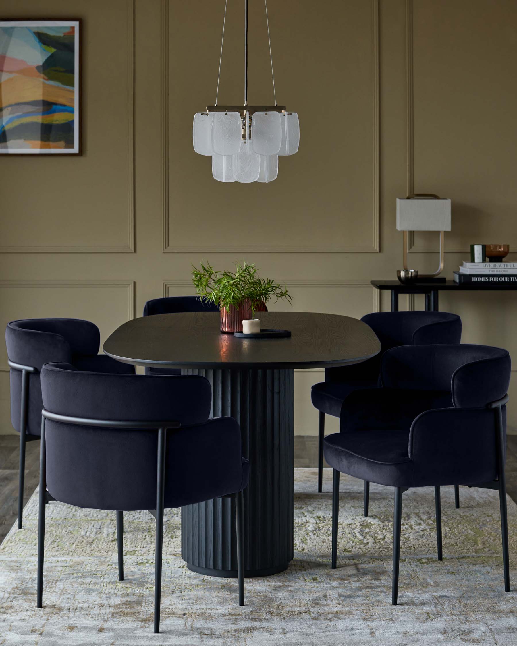 Felix dark navy velvet dining chair