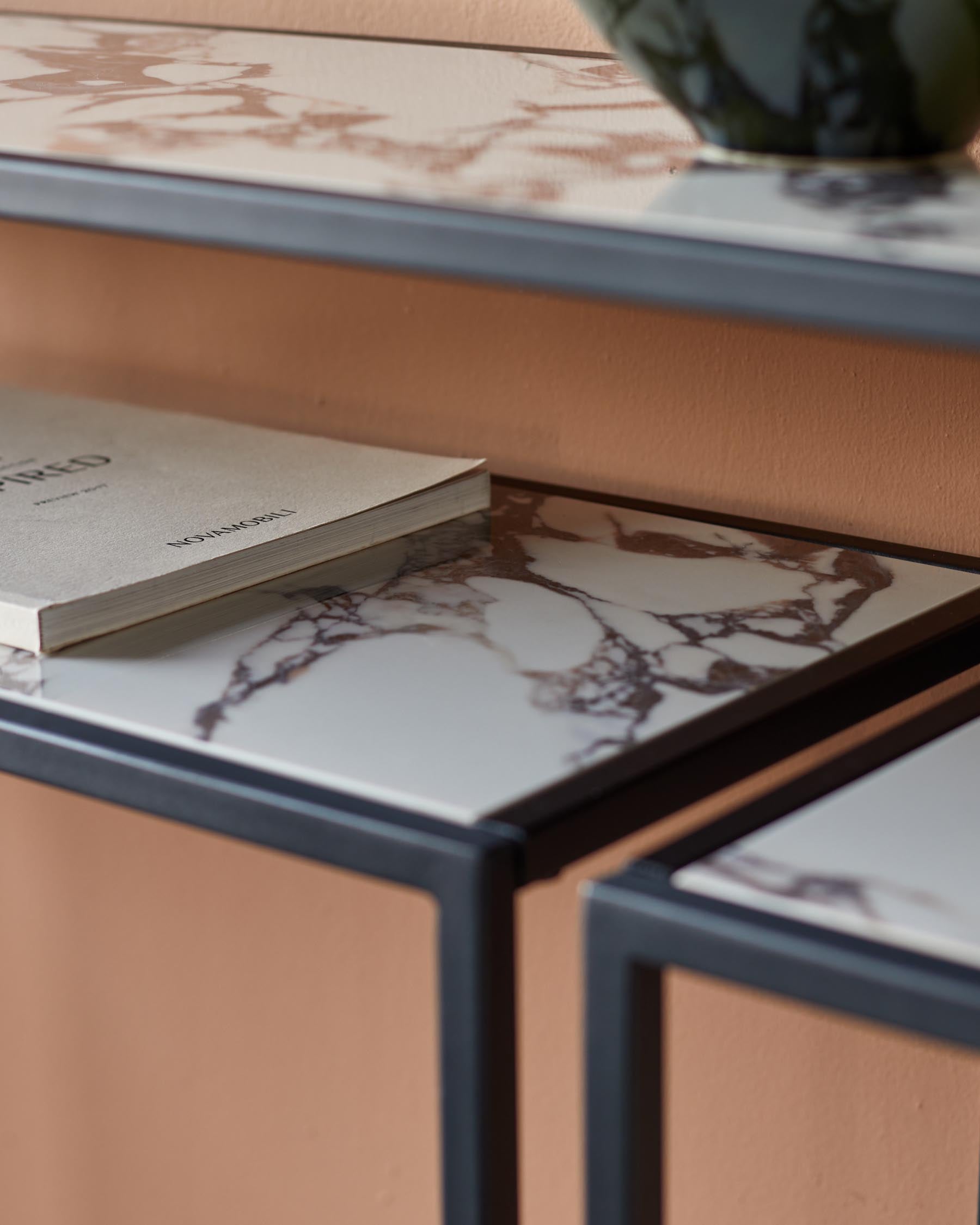 Finley white calacatta ceramic console table