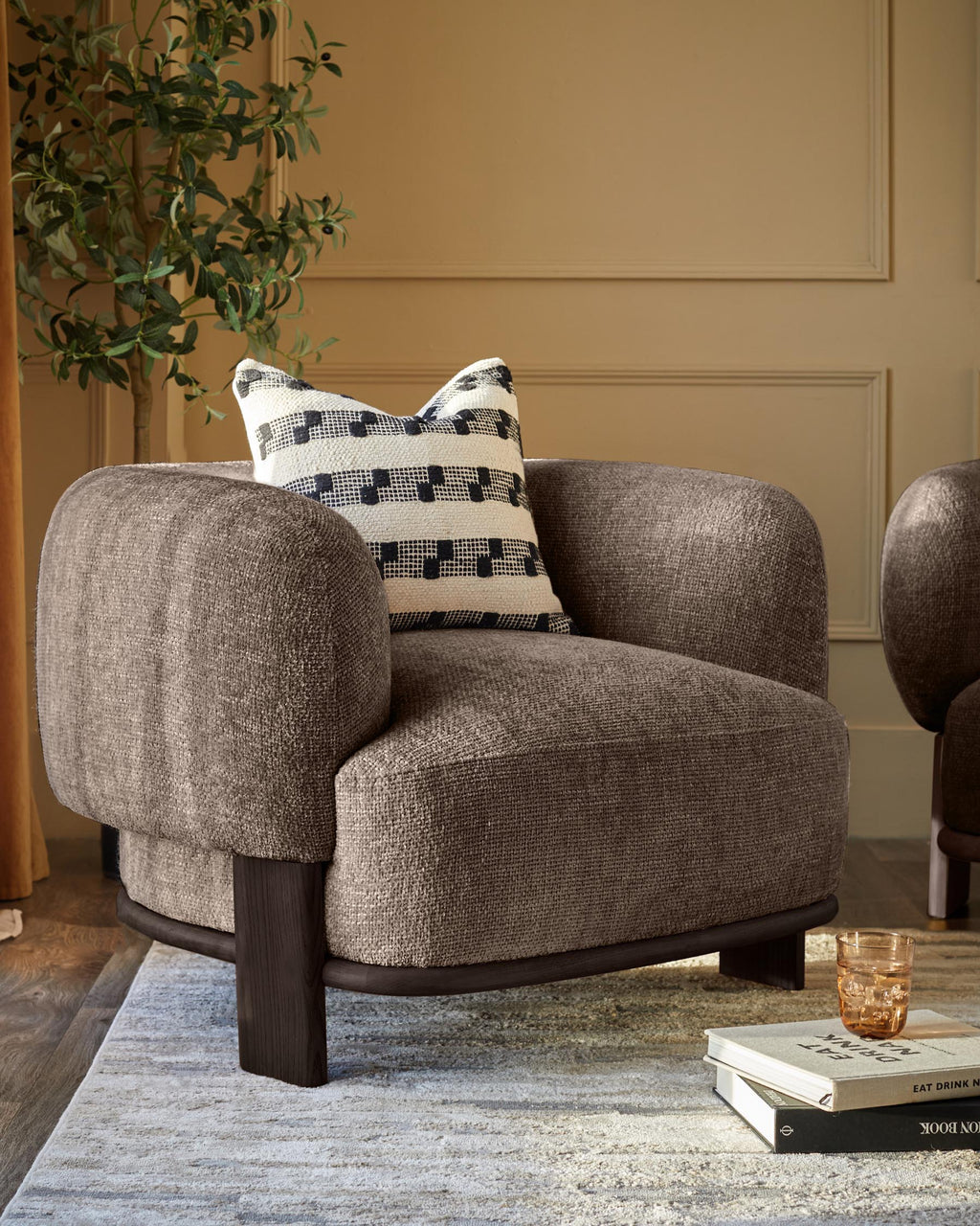 Florence mocha chunky weave armchair