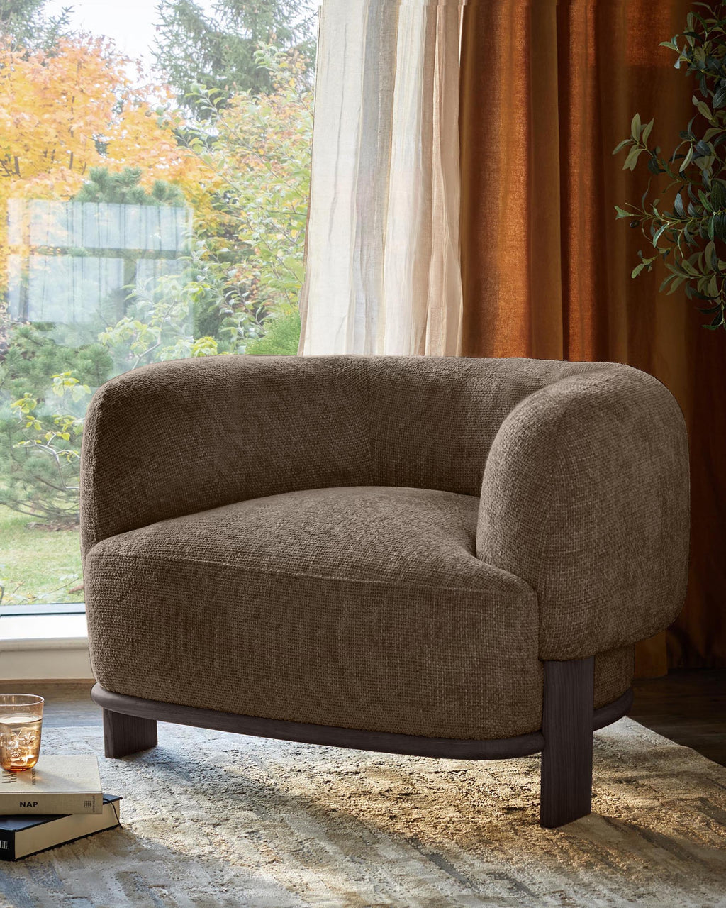 Florence mocha chunky weave armchair